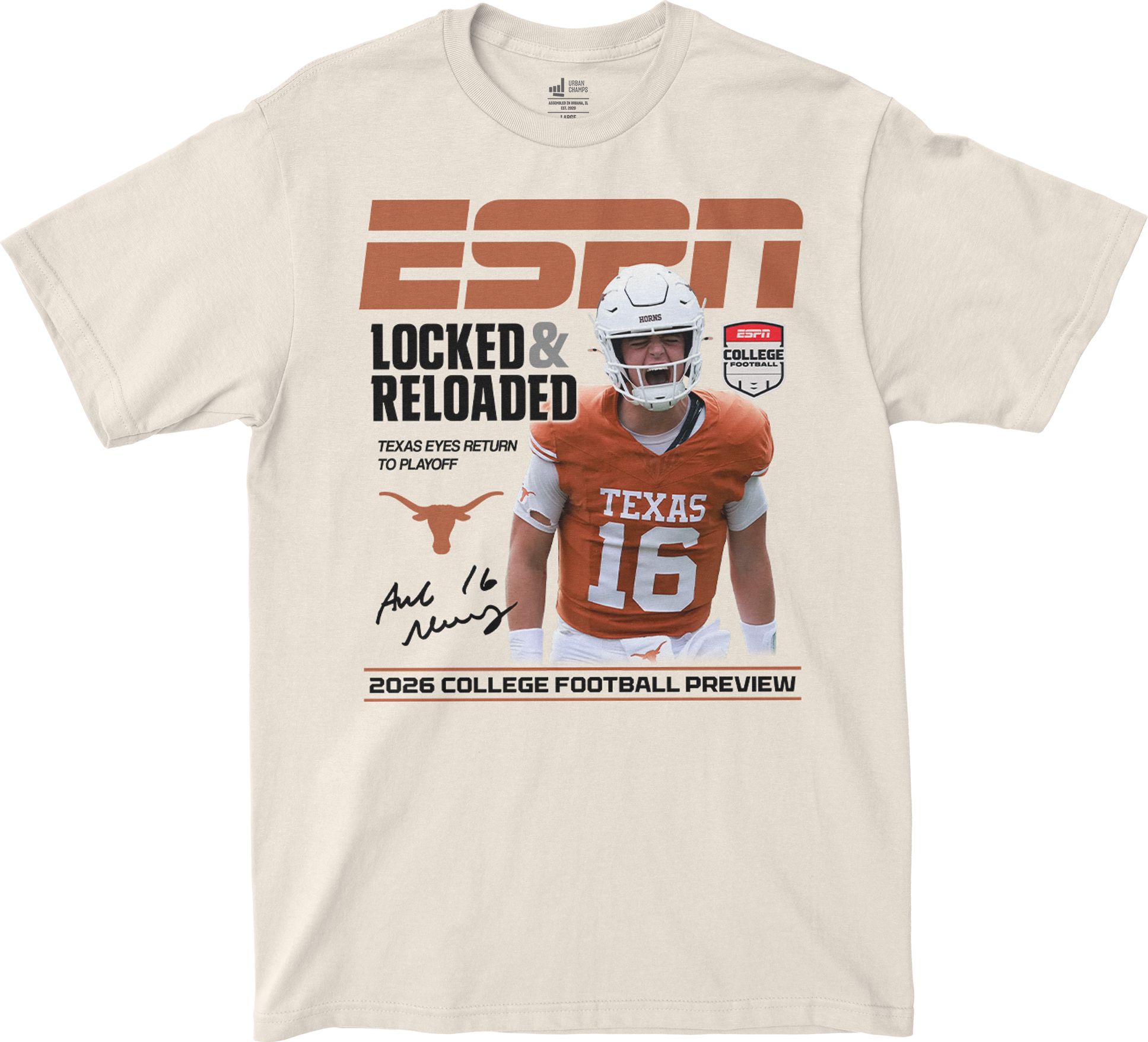 Campus Ink Adult Texas Longhorns Arch Manning ESPN T-Shirt