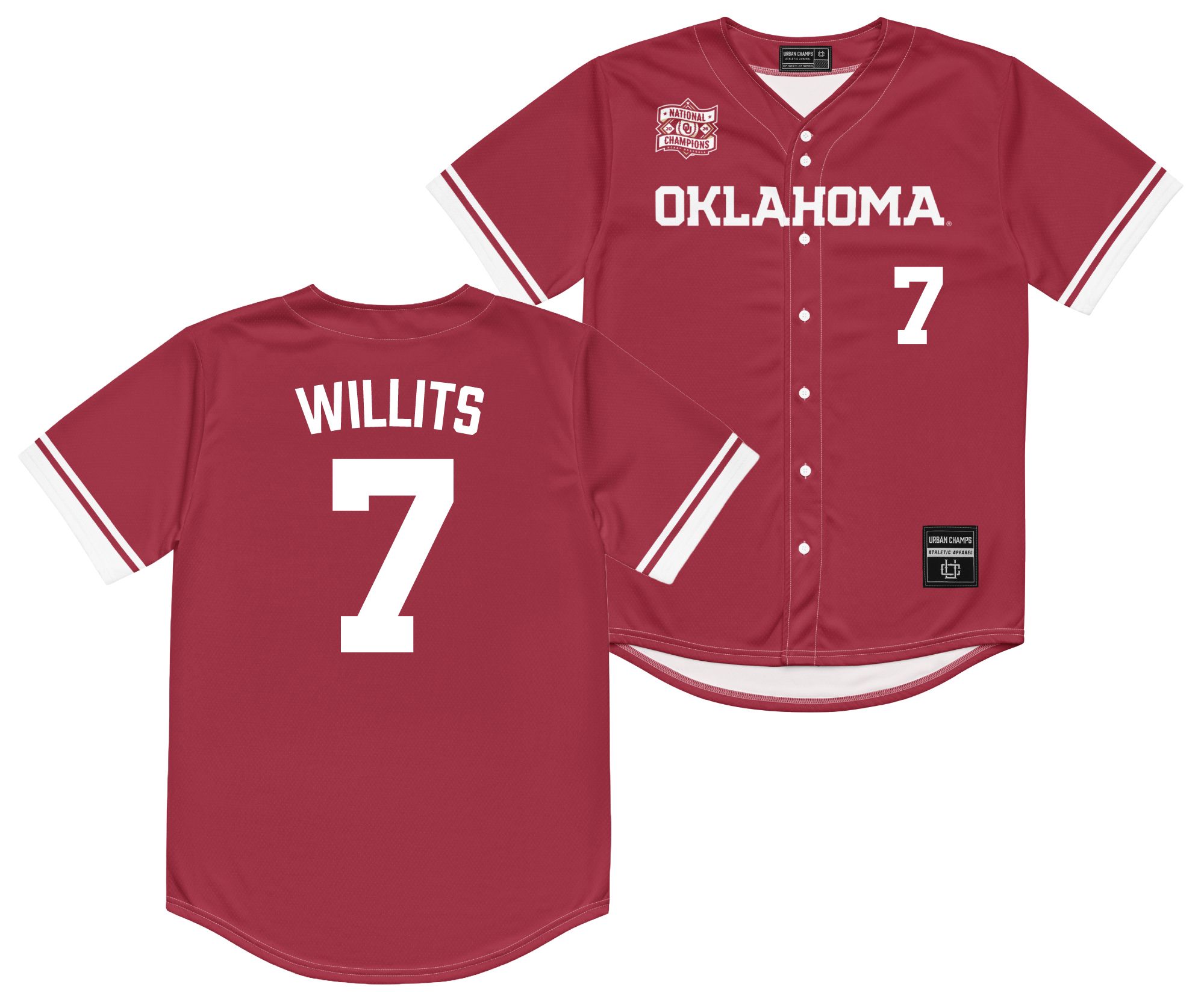 Campus Ink Men's Oklahoma Sooners Crimson Jaxon Willits #7 Jersey