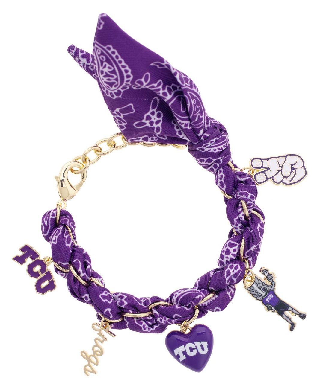 Canvas Style Women's TCU Horned Frogs Bandana Charm Bracelet