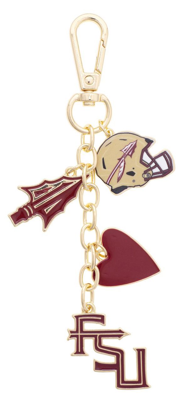 Canvas Style Women's Florida State Seminoles Heart Cluster Bag Charm