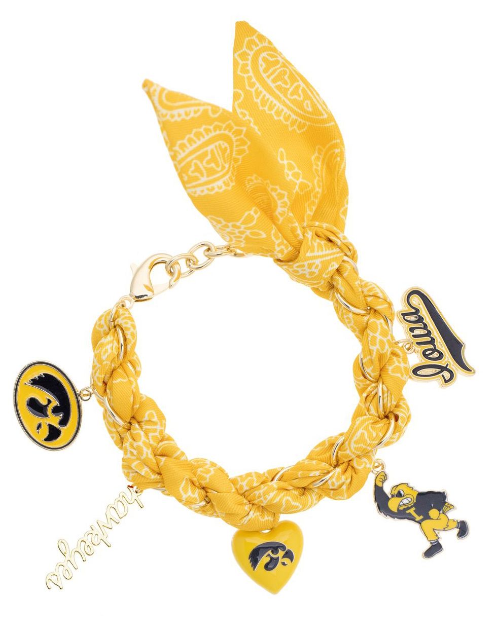 Canvas Style Women's Iowa Hawkeyes Bandana Charm Bracelet