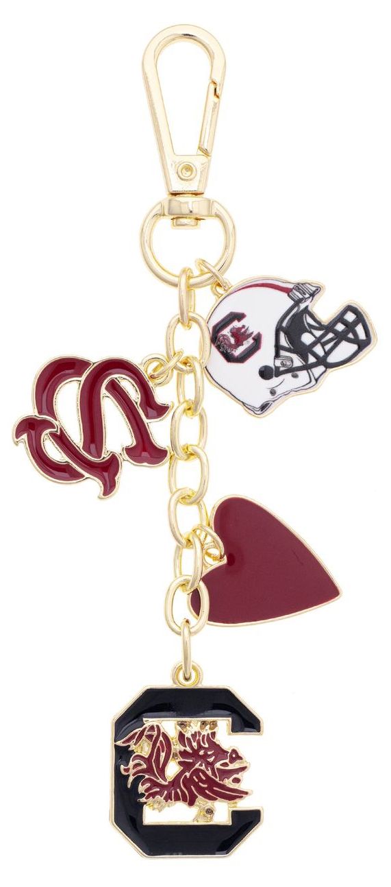 Canvas Style Women's South Carolina Gamecocks Heart Cluster Bag Charm, Yellow