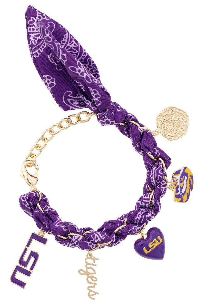 Canvas Style Women's LSU Tigers Bandana Charm Bracelet