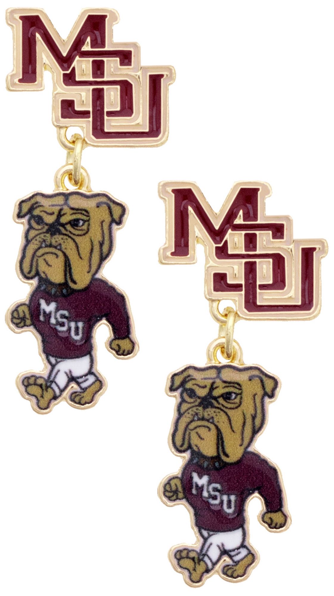 Canvas Style Women's Mississippi State Bulldogs Enamel Drop Earrings