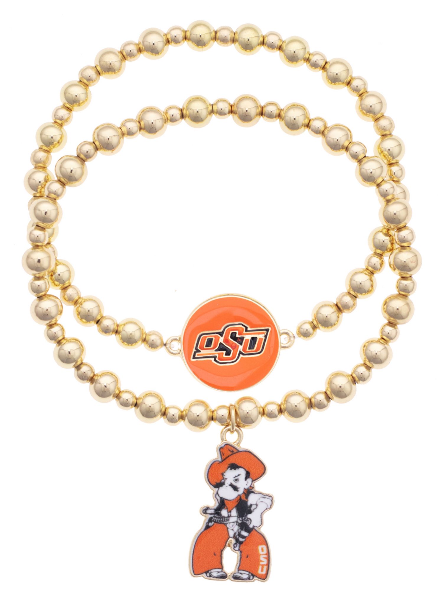 Canvas Style Women's Oklahoma State Cowboys Ball Bead Bracelet Set of 2