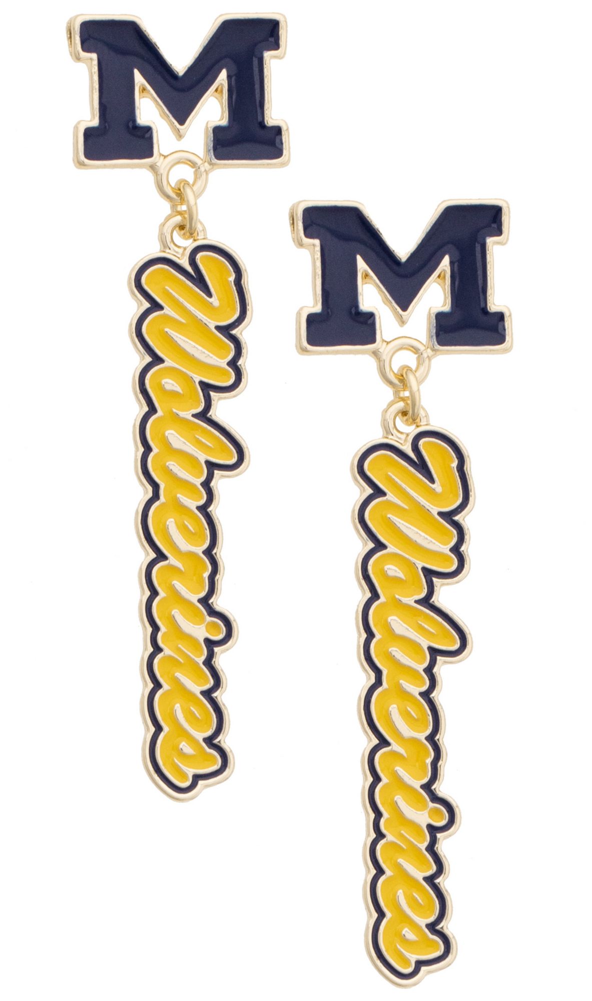 Canvas Style Women's Michigan Wolverines Enamel Drop Earrings