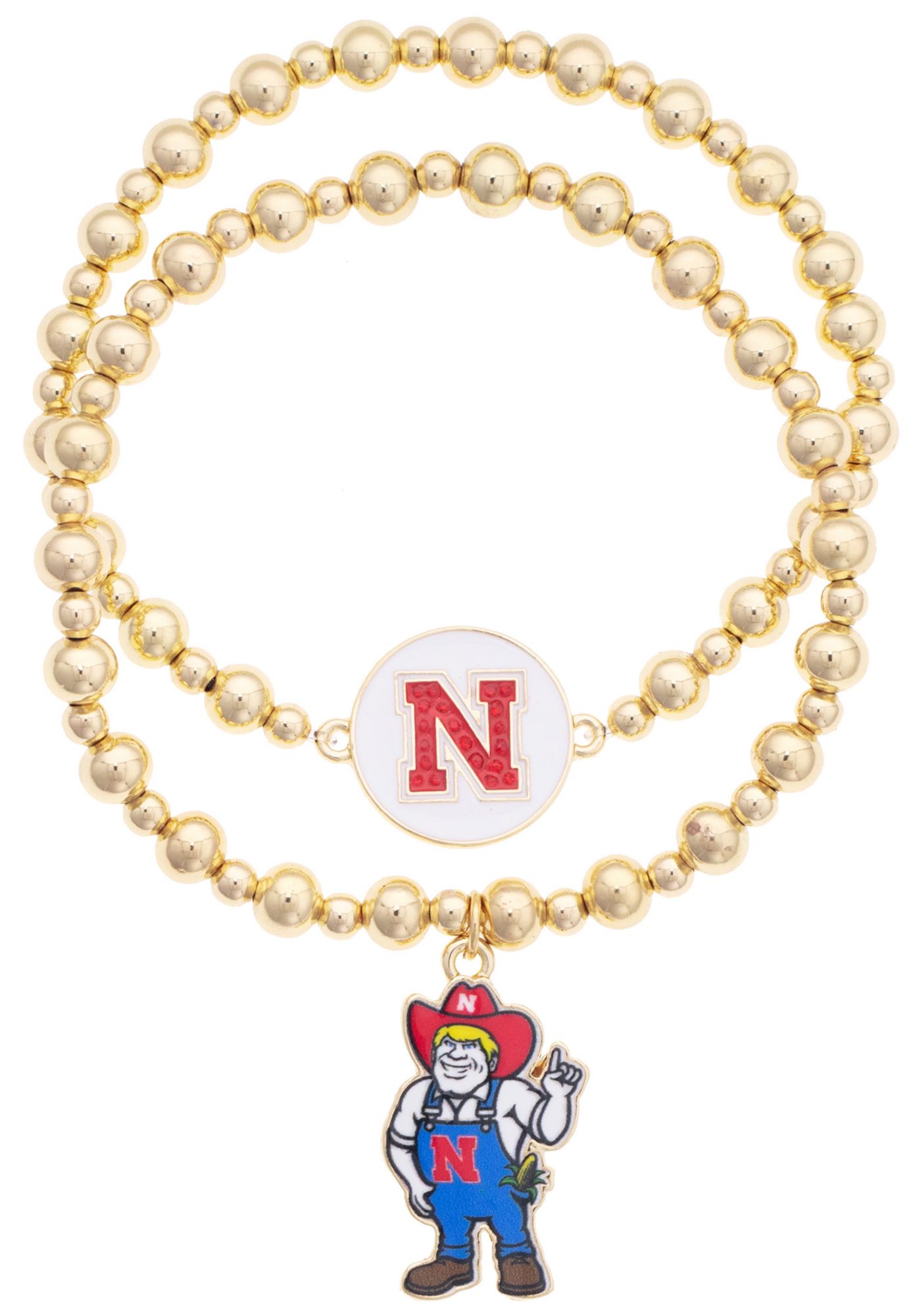 Canvas Style Women's Nebraska Huskers Ball Bead Bracelet Set of 2