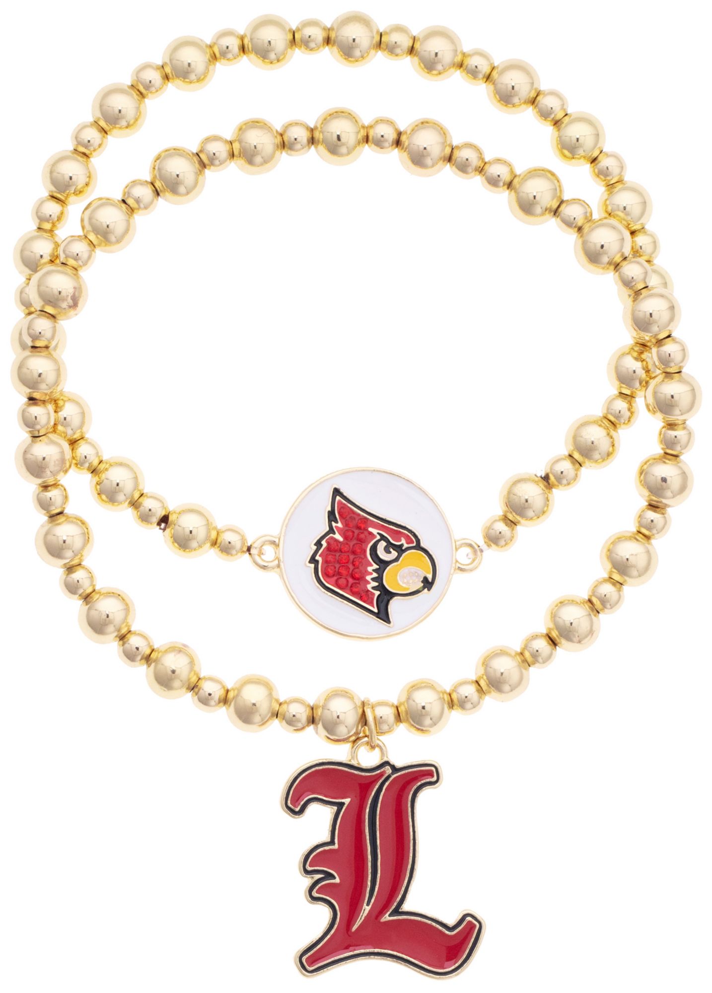 Canvas Style Women's Louisville Cardinals Ball Bead Bracelet Set of 2