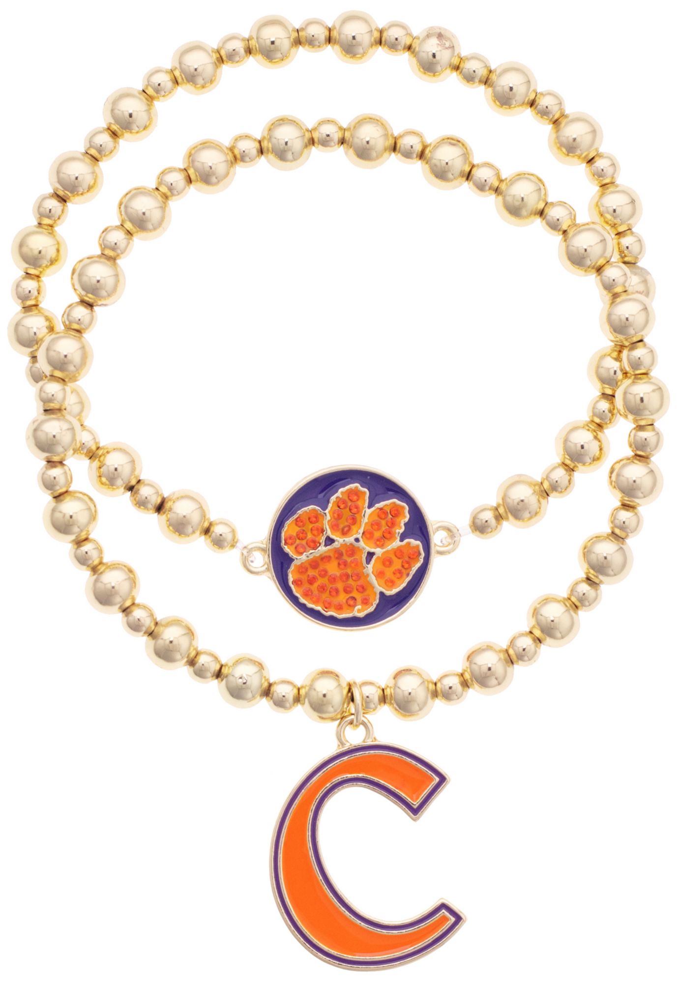 Canvas Style Women's Clemson Tigers Ball Bead Bracelet Set of 2
