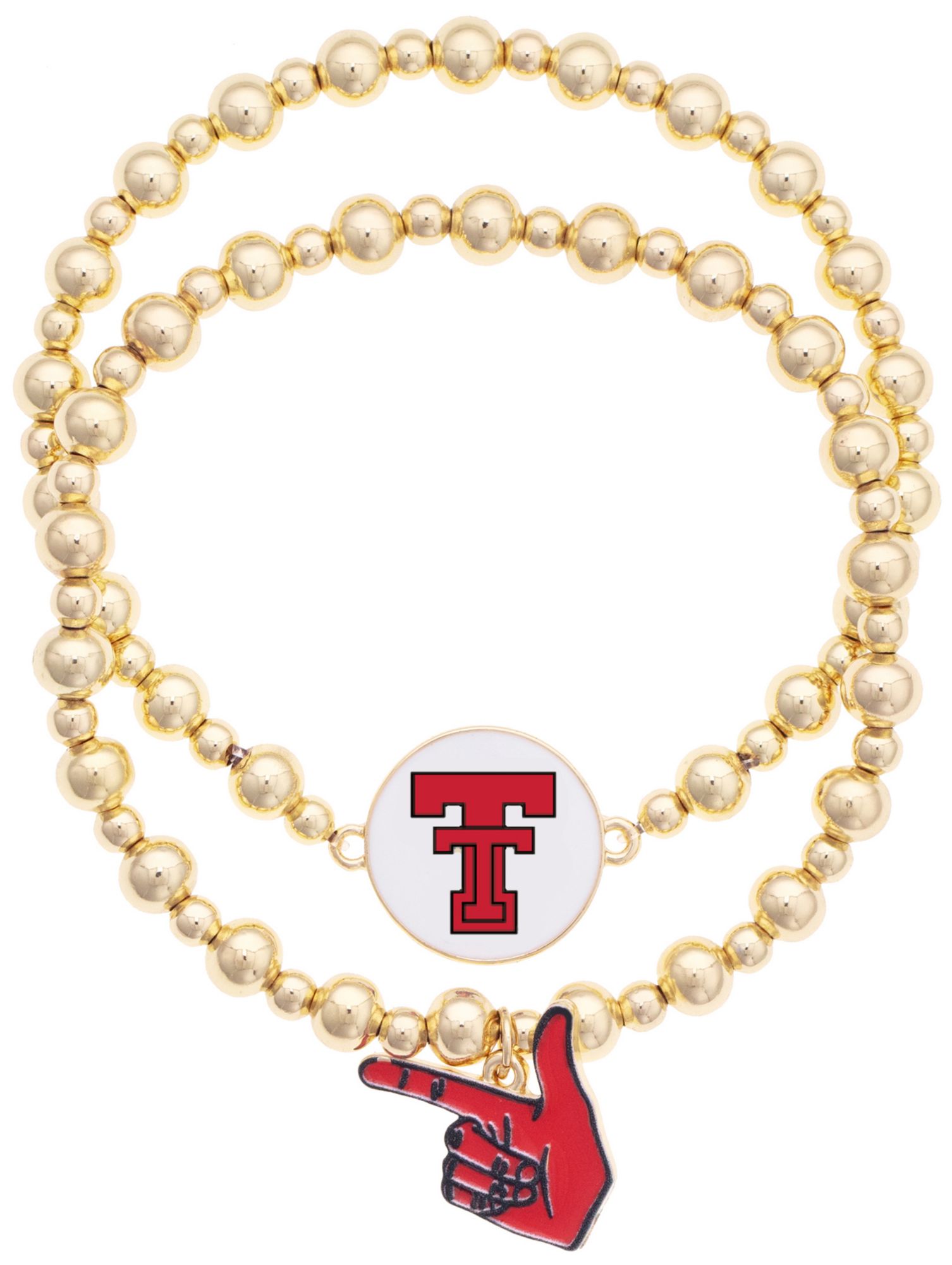 Canvas Style Women's Texas Tech Red Raiders Ball Bead Bracelet Set of 2