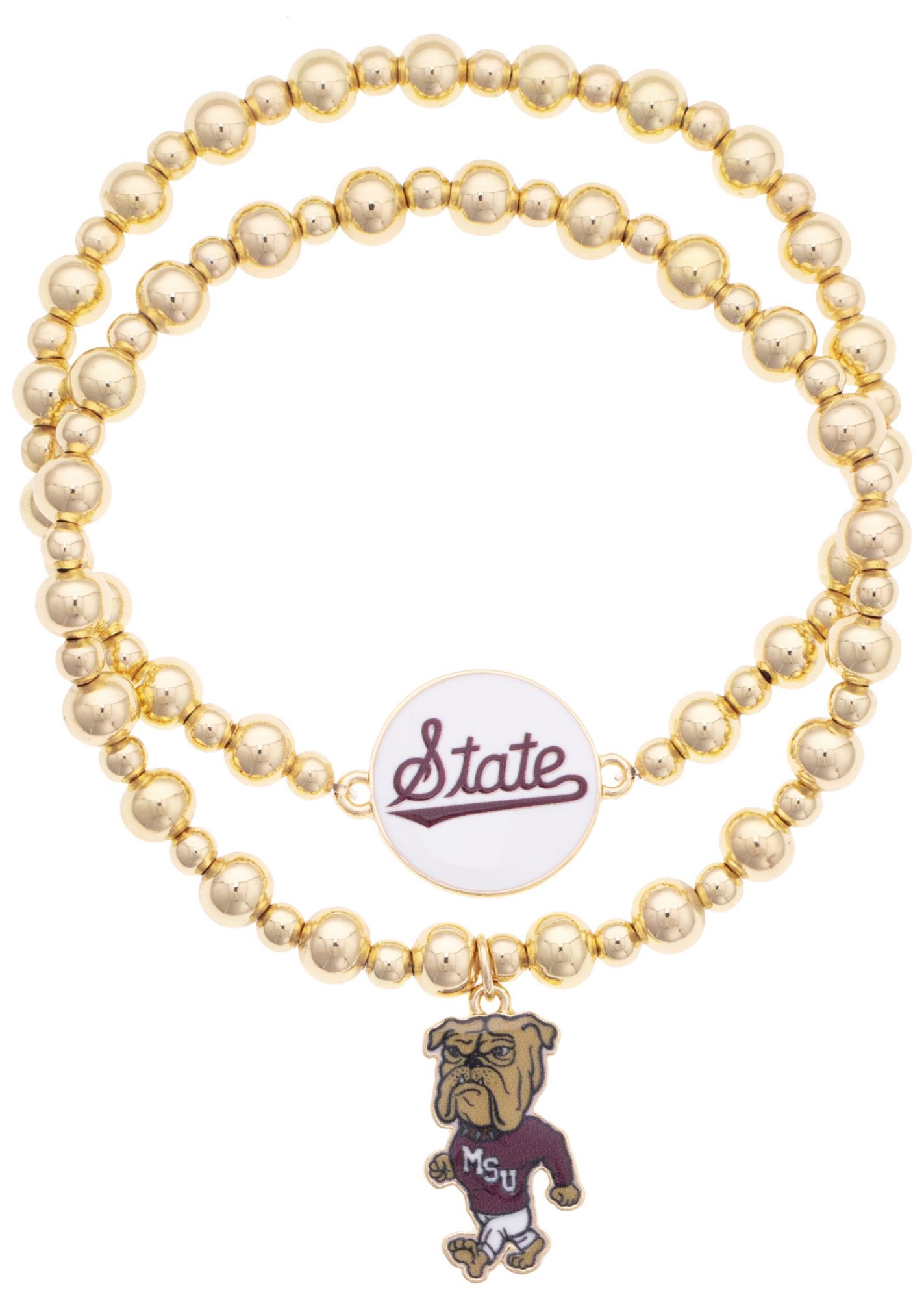 Canvas Style Women's Mississippi State Bulldogs Ball Bead Bracelet Set of 2