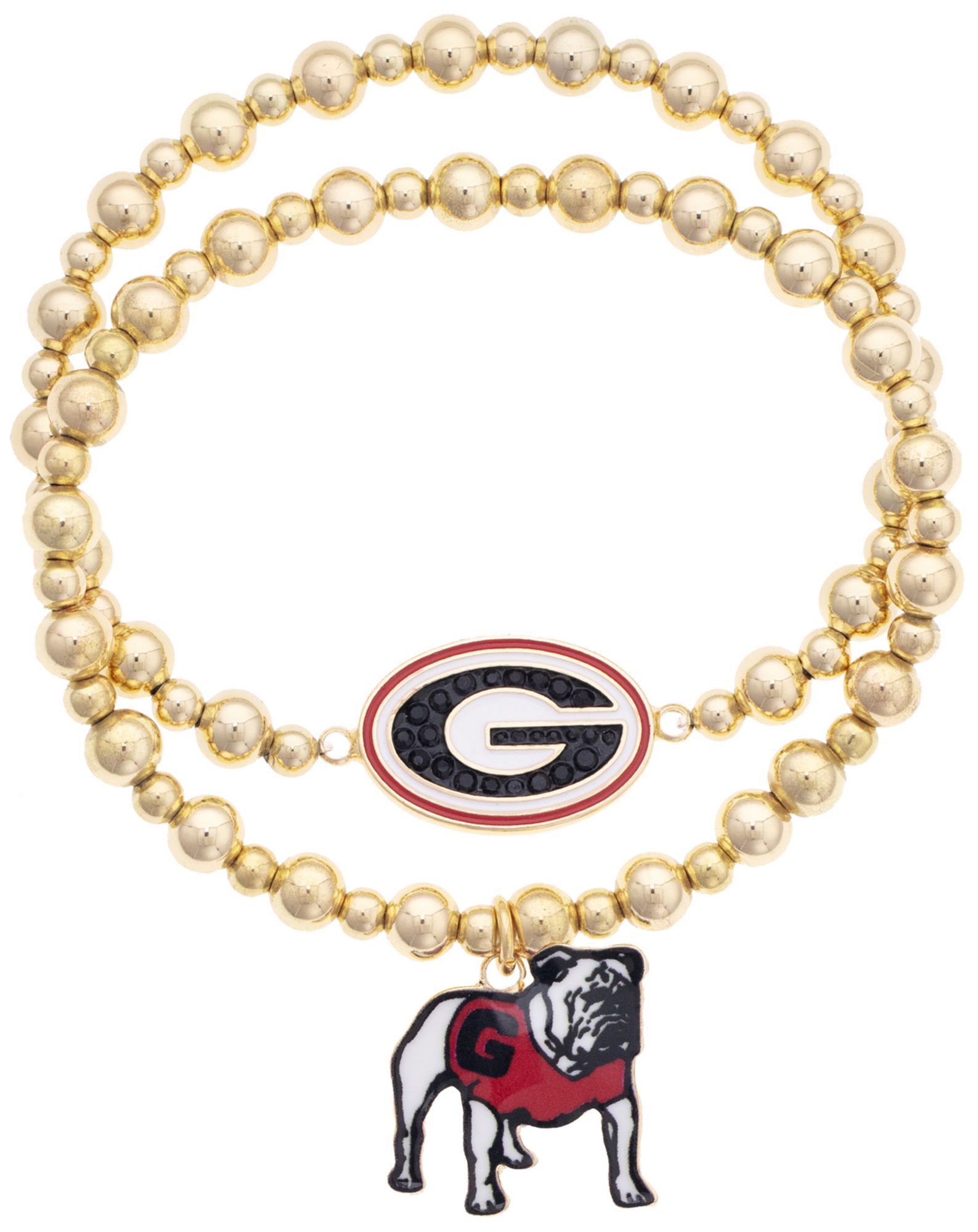 Canvas Style Women's Georgia Bulldogs Ball Bead Bracelet Set of 2