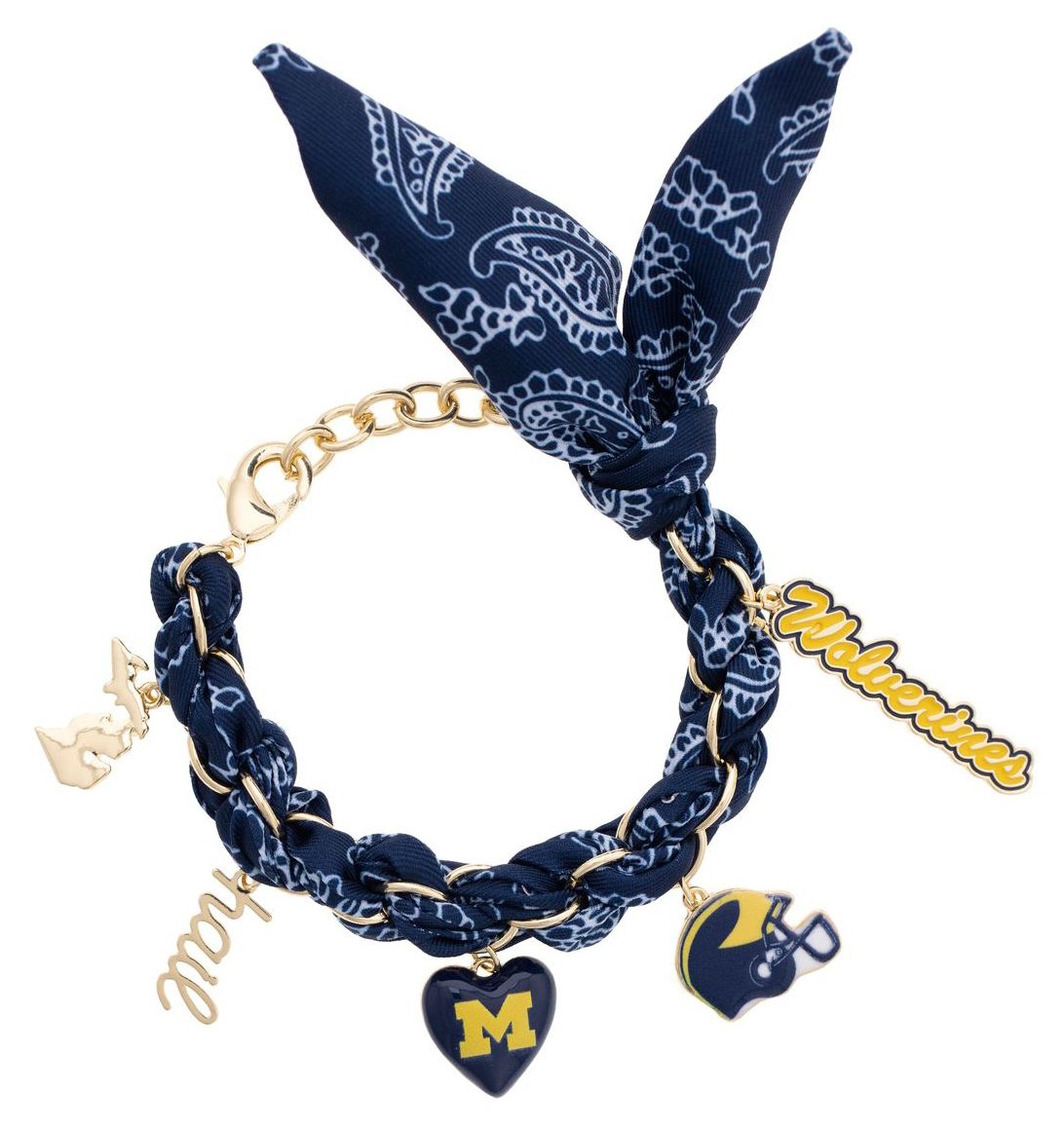 Canvas Style Women's Michigan Wolverines Bandana Charm Bracelet
