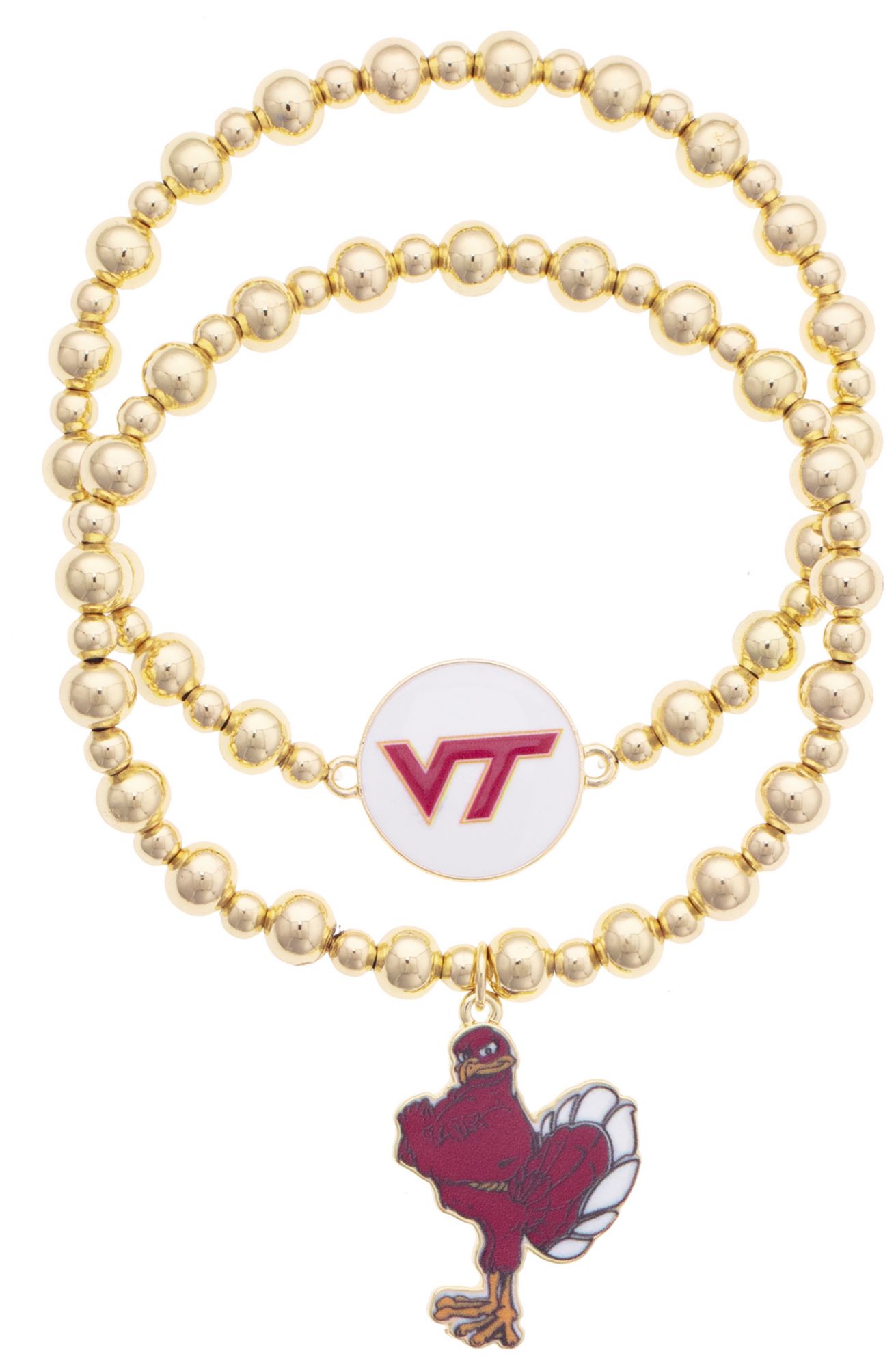 Canvas Style Women's Virginia Tech Hokies Ball Bead Bracelet Set of 2