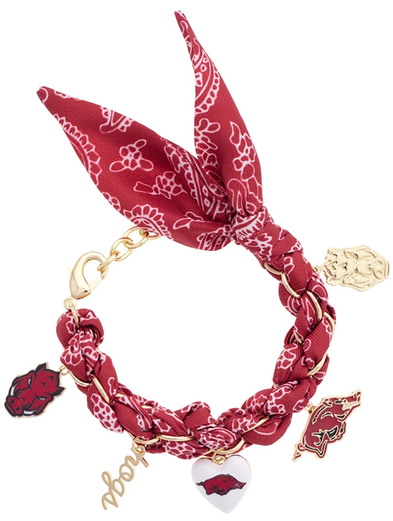 Canvas Style Women's Arkansas Razorbacks Bandana Charm Bracelet