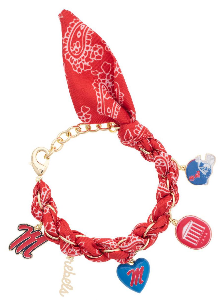 Canvas Style Women's Ole Miss Rebels Bandana Charm Bracelet
