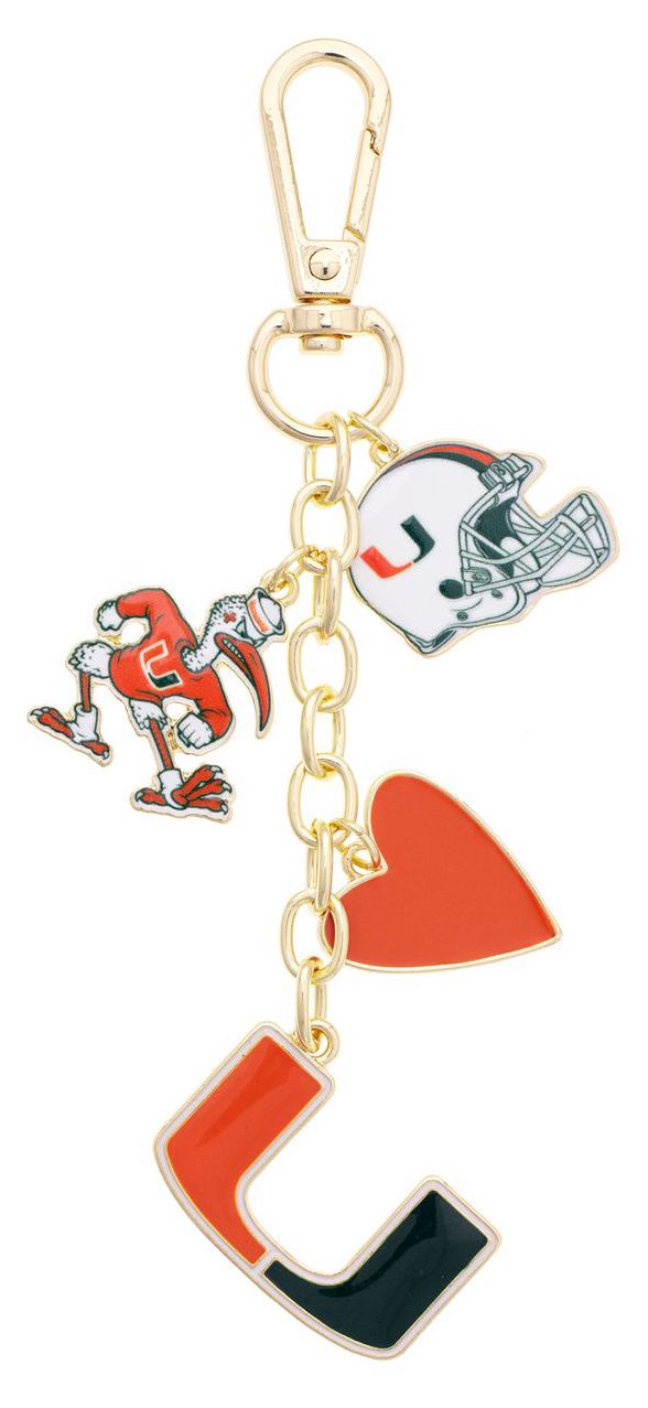 Canvas Style Women's Miami Hurricanes Heart Cluster Bag Charm