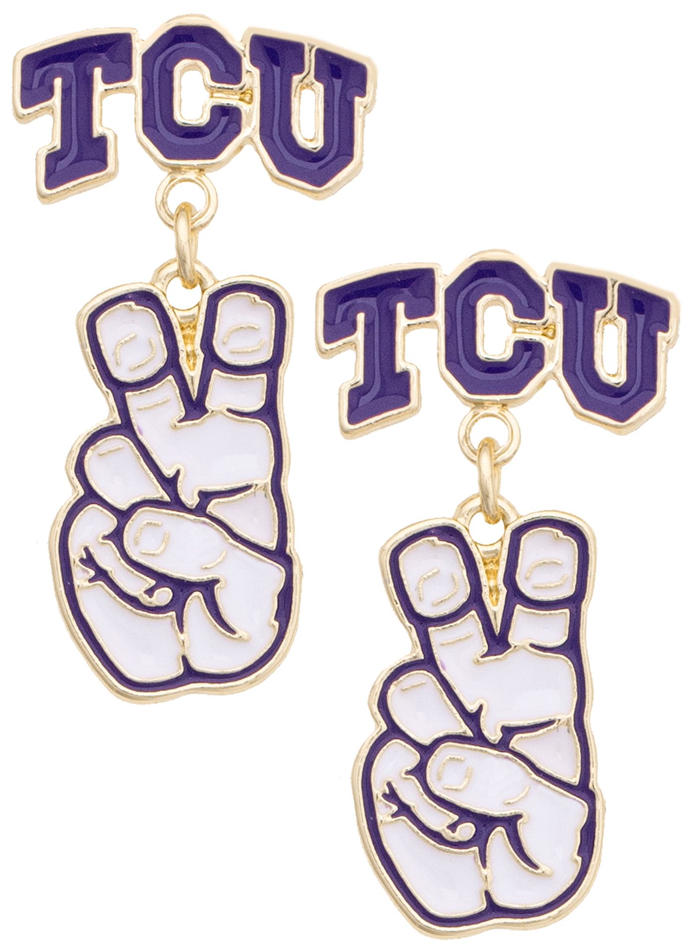 Canvas Style Women's TCU Horned Frogs Enamel Drop Earrings