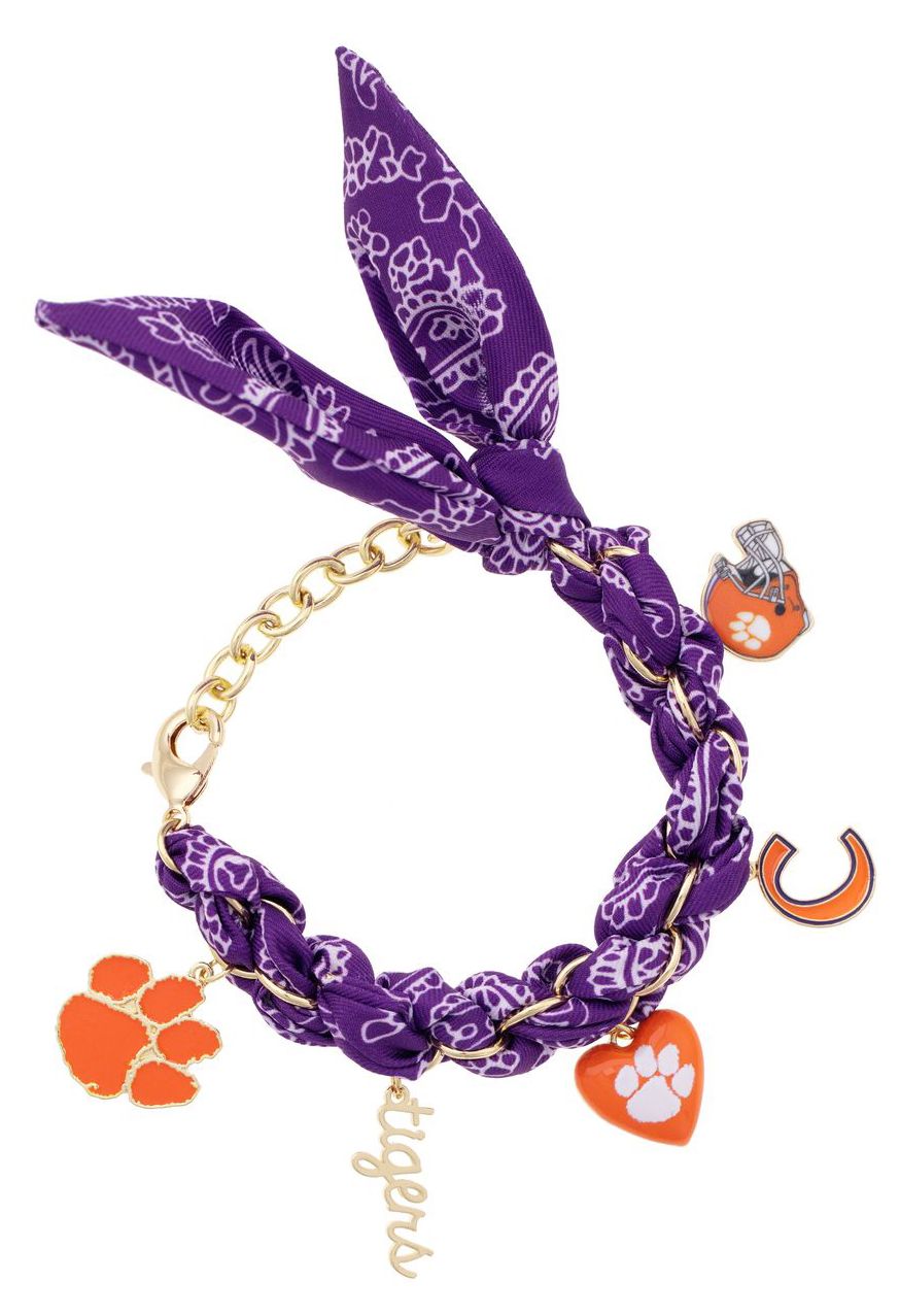 Canvas Style Women's Clemson Tigers Bandana Charm Bracelet