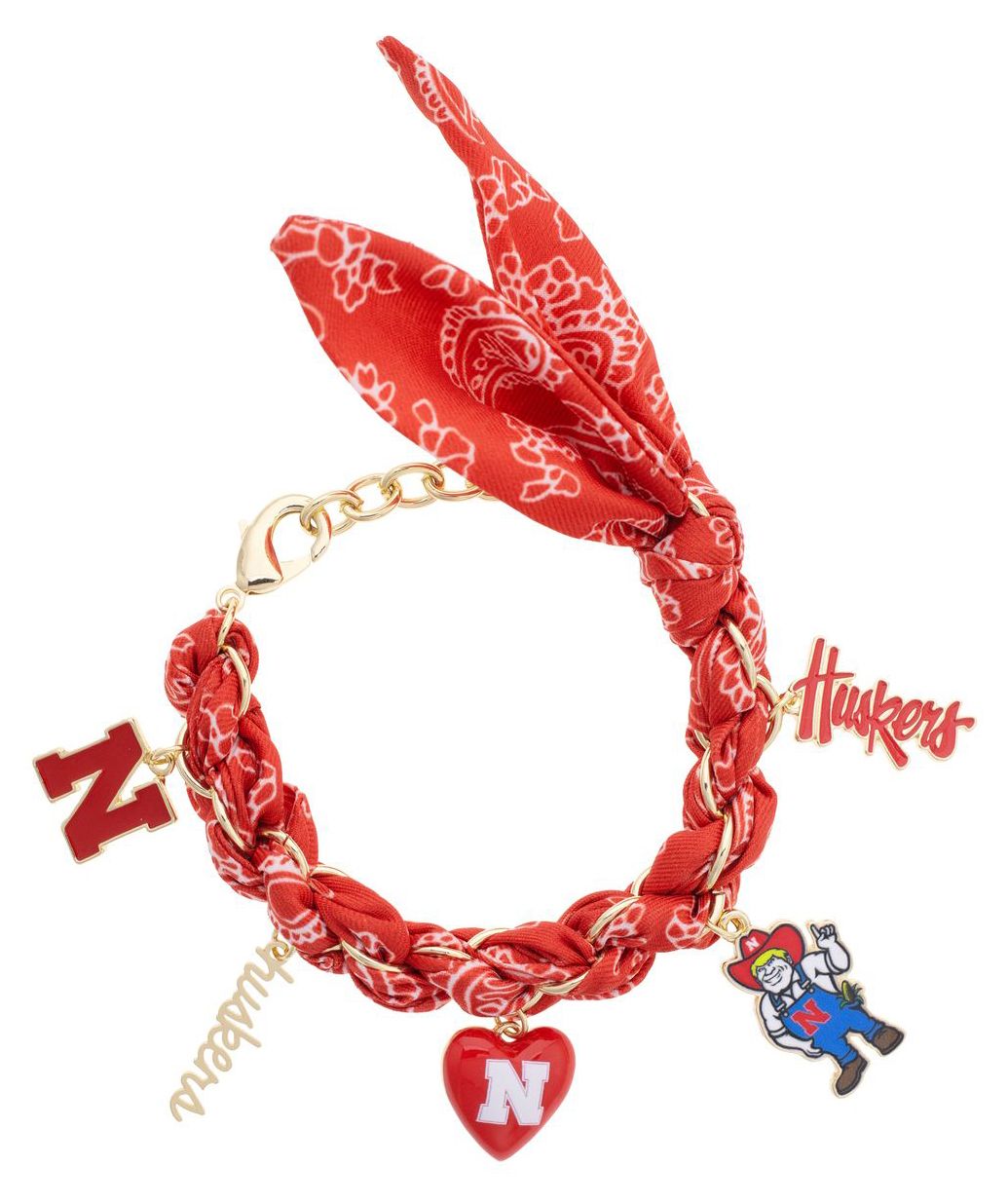 Canvas Style Women's Nebraska Huskers Bandana Charm Bracelet