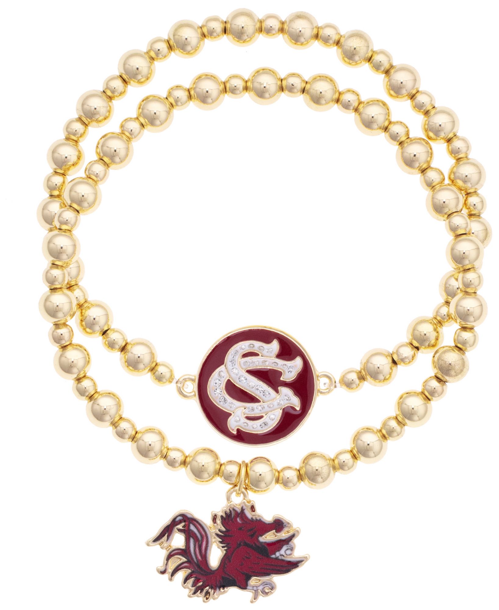 Canvas Style Women's South Carolina Gamecocks Ball Bead Bracelet Set of 2