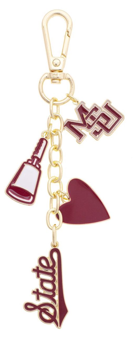 Canvas Style Women's Mississippi State Bulldogs Heart Cluster Bag Charm