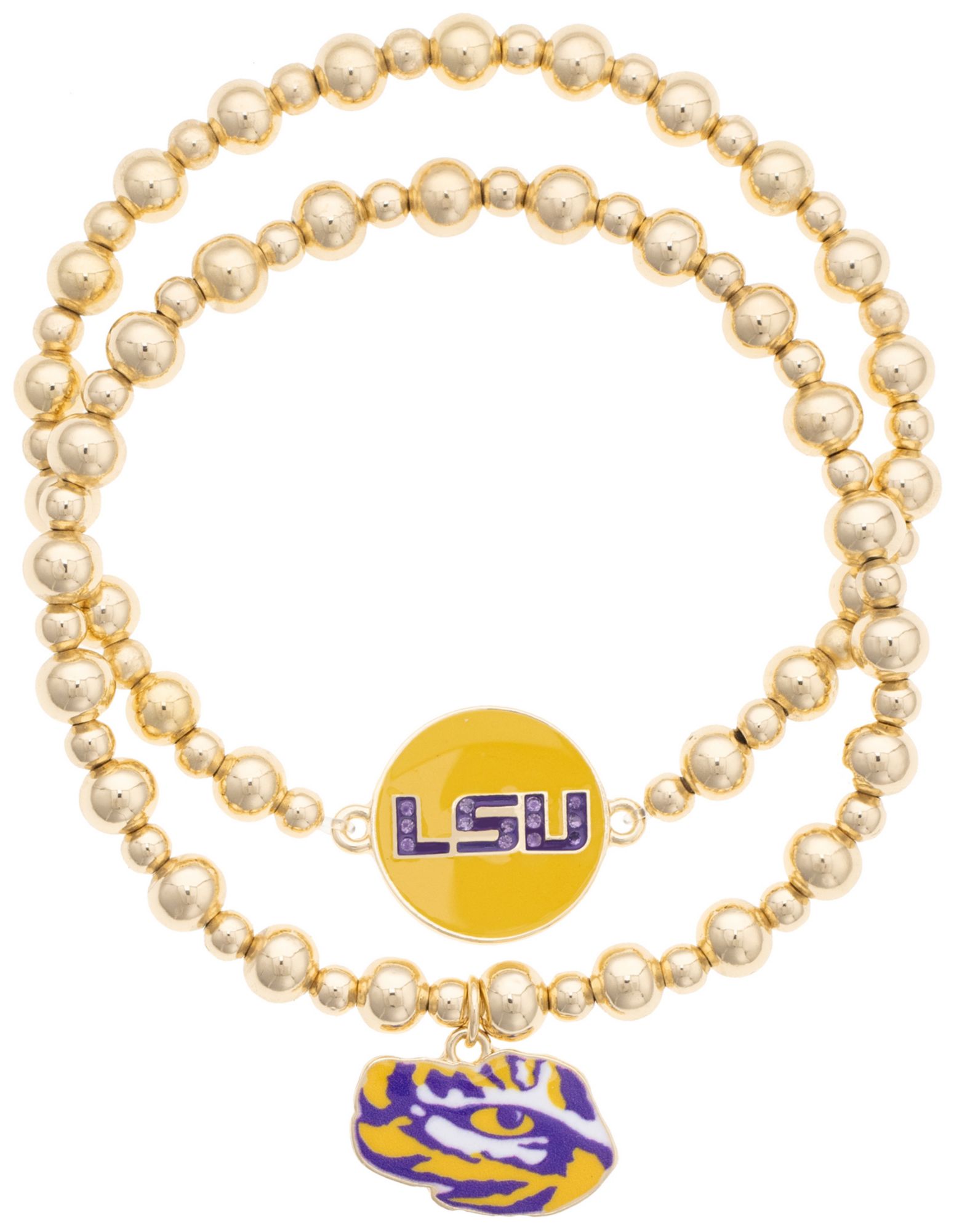 Canvas Style Women's LSU Tigers Ball Bead Bracelet Set of 2