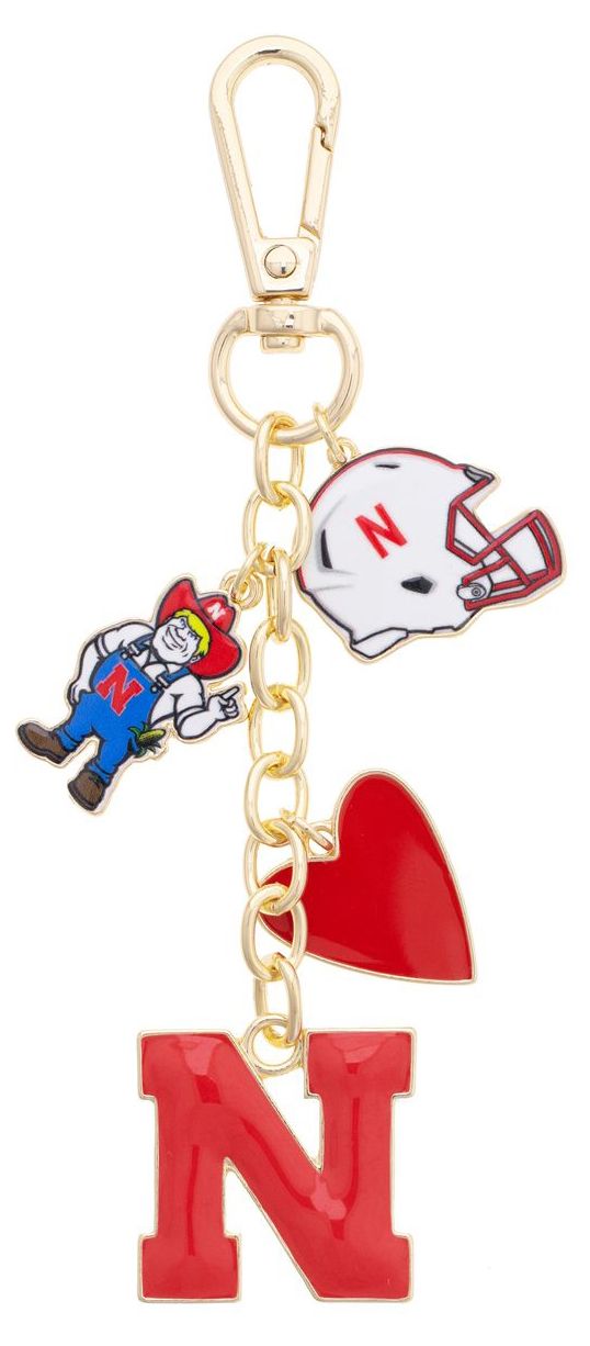 Canvas Style Women's Nebraska Huskers Heart Cluster Bag Charm