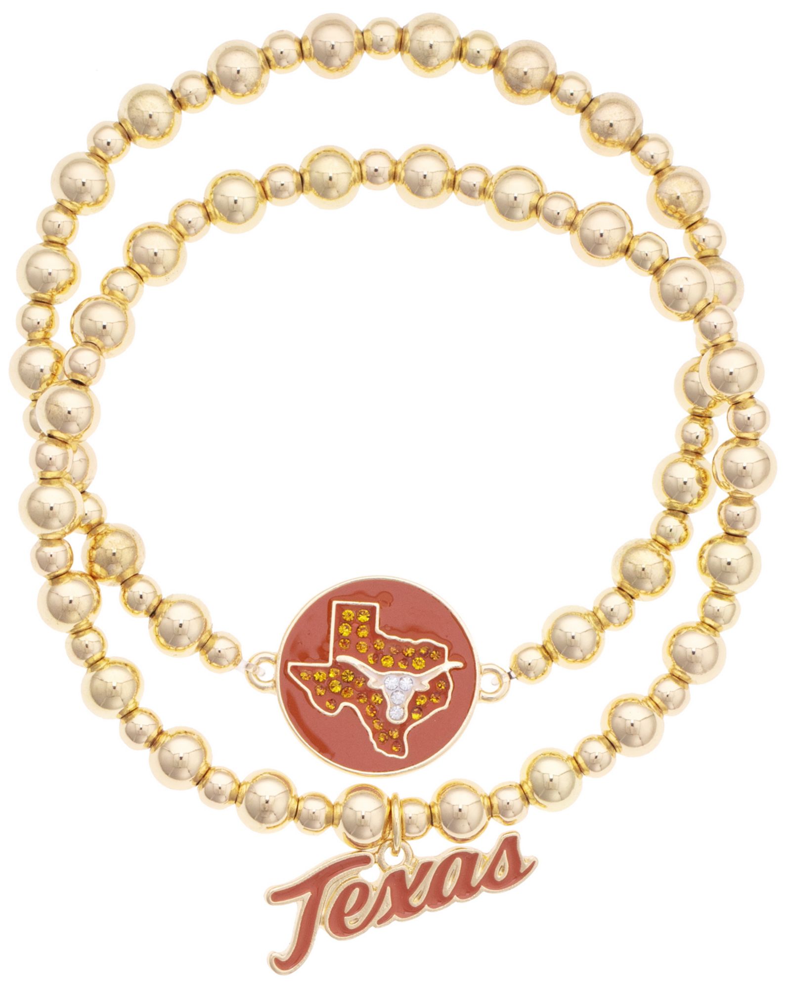 Canvas Style Women's Texas Longhorns Ball Bead Bracelet Set of 2
