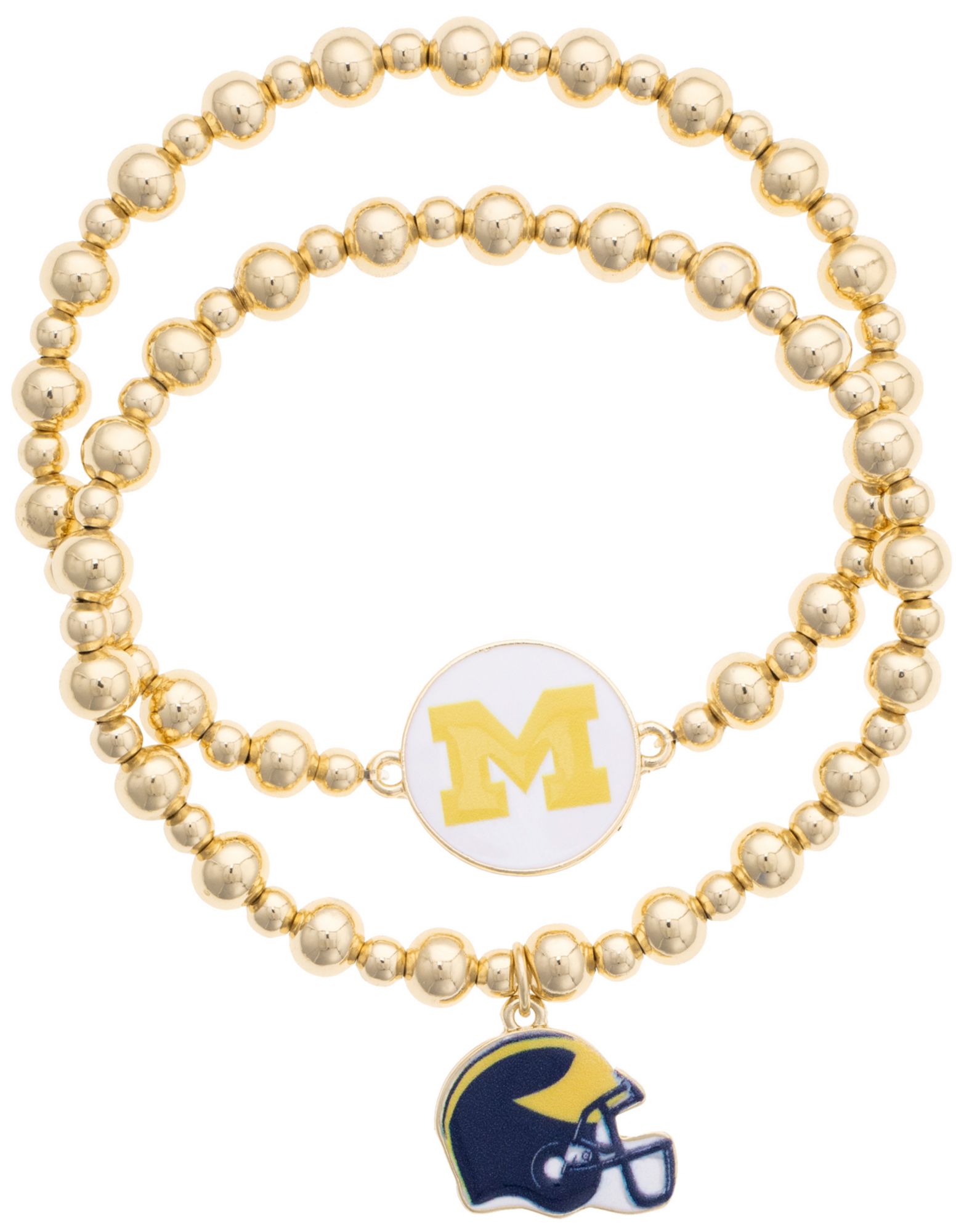 Canvas Style Women's Michigan Wolverines Ball Bead Bracelet Set of 2