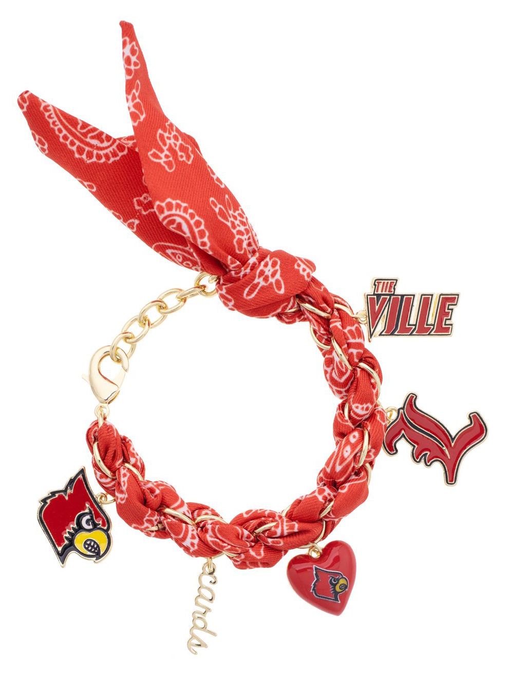 Canvas Style Women's Louisville Cardinals Bandana Charm Bracelet
