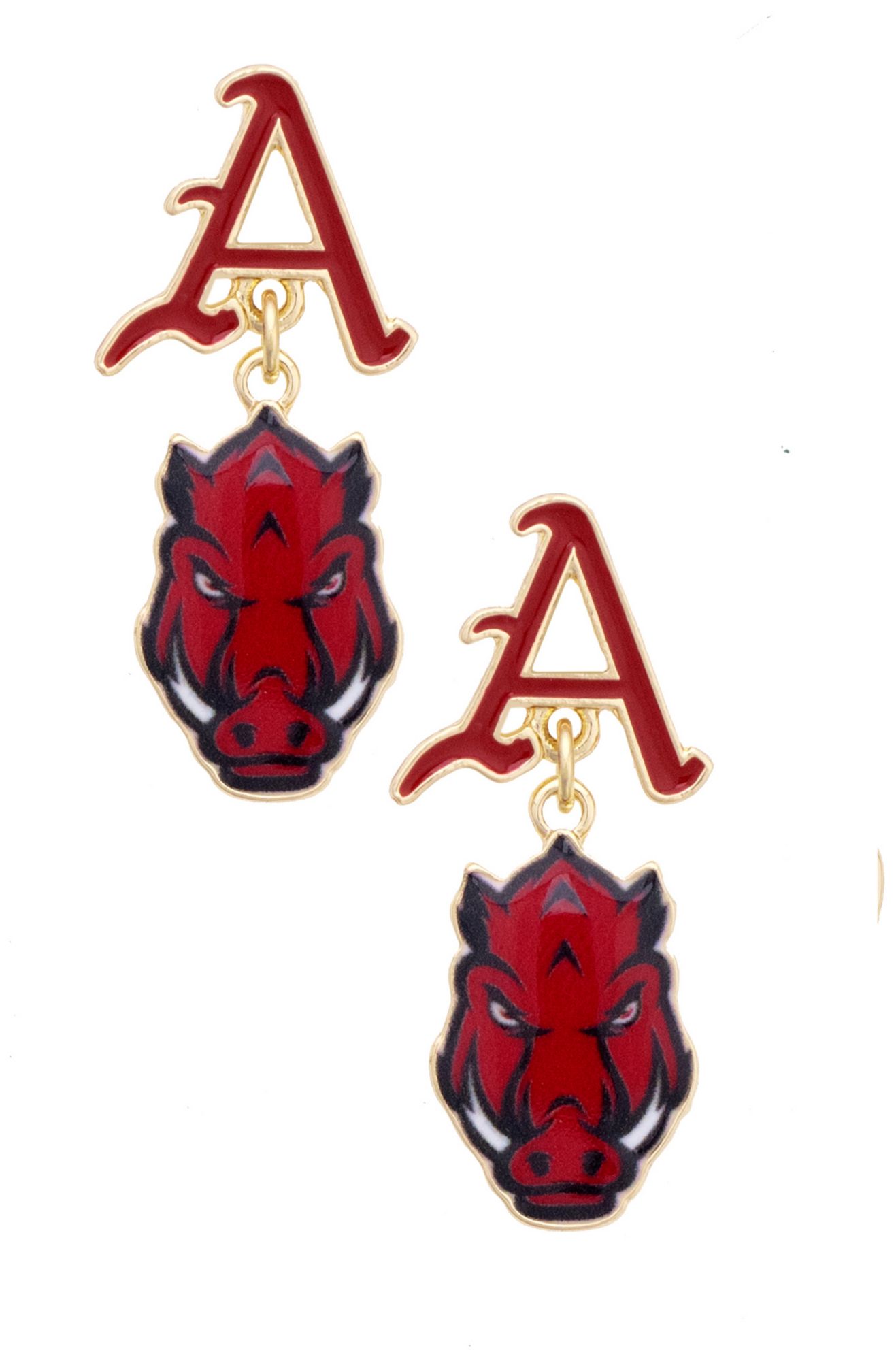 Canvas Style Women's Arkansas Razorbacks Enamel Drop Earrings