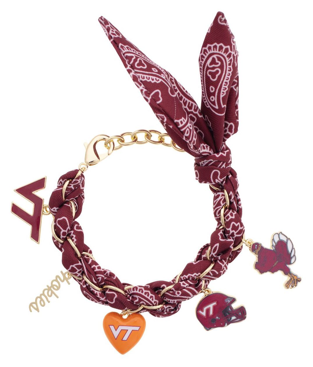 Canvas Style Women's Virginia Tech Hokies Bandana Charm Bracelet