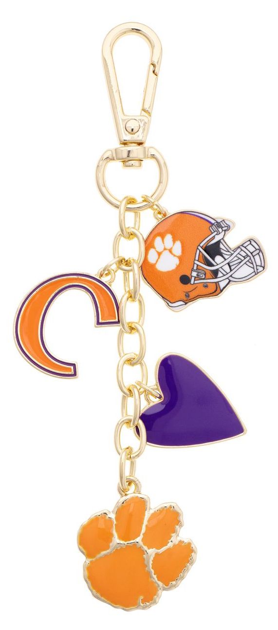 Canvas Style Women's Clemson Tigers Heart Cluster Bag Charm