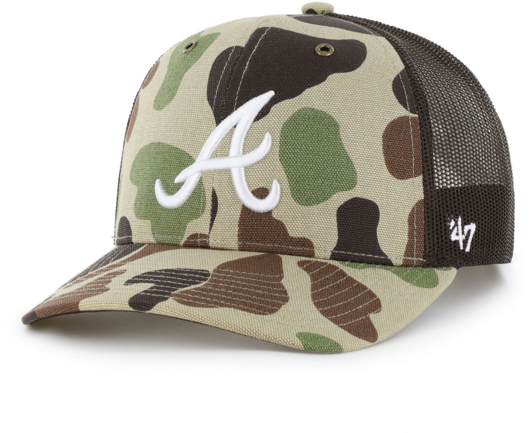 Carhartt x '47 Adult Atlanta Braves Duck Camo Adjustable Trucker Hat