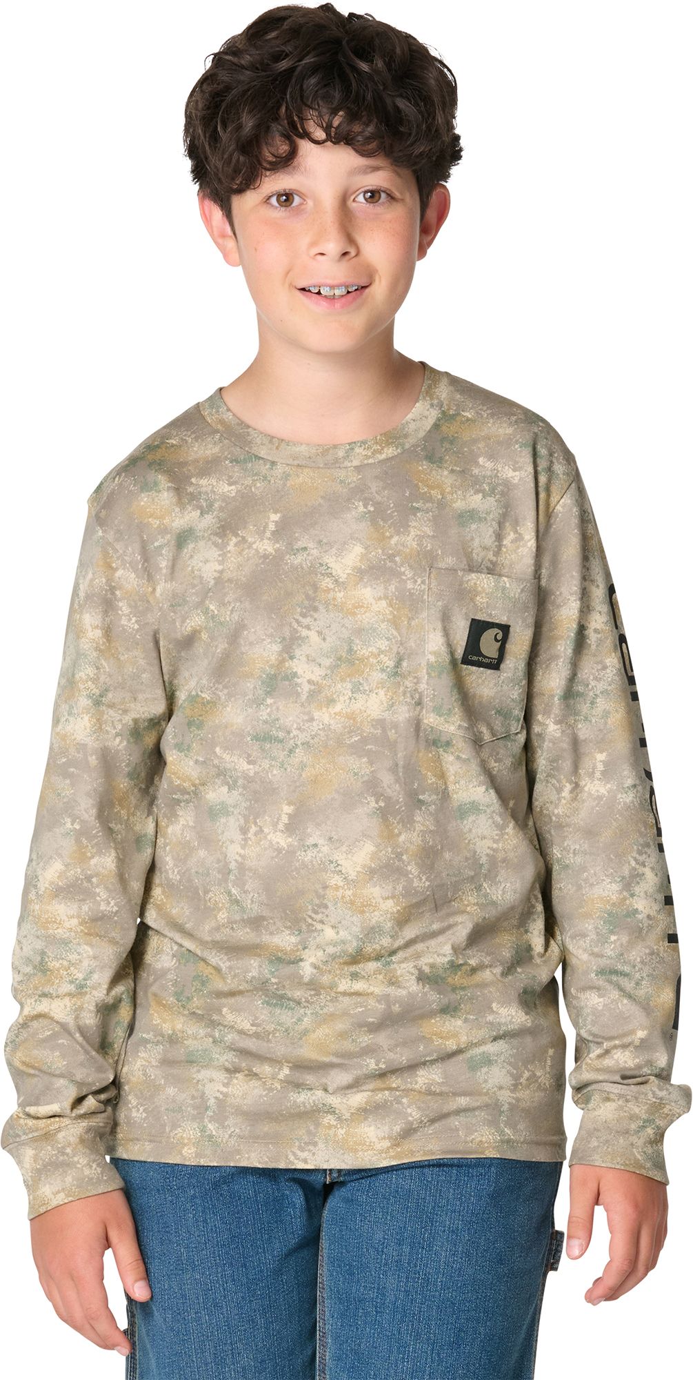 Carhartt Boys' Faded Camo Long-Sleeve Pocket Tee