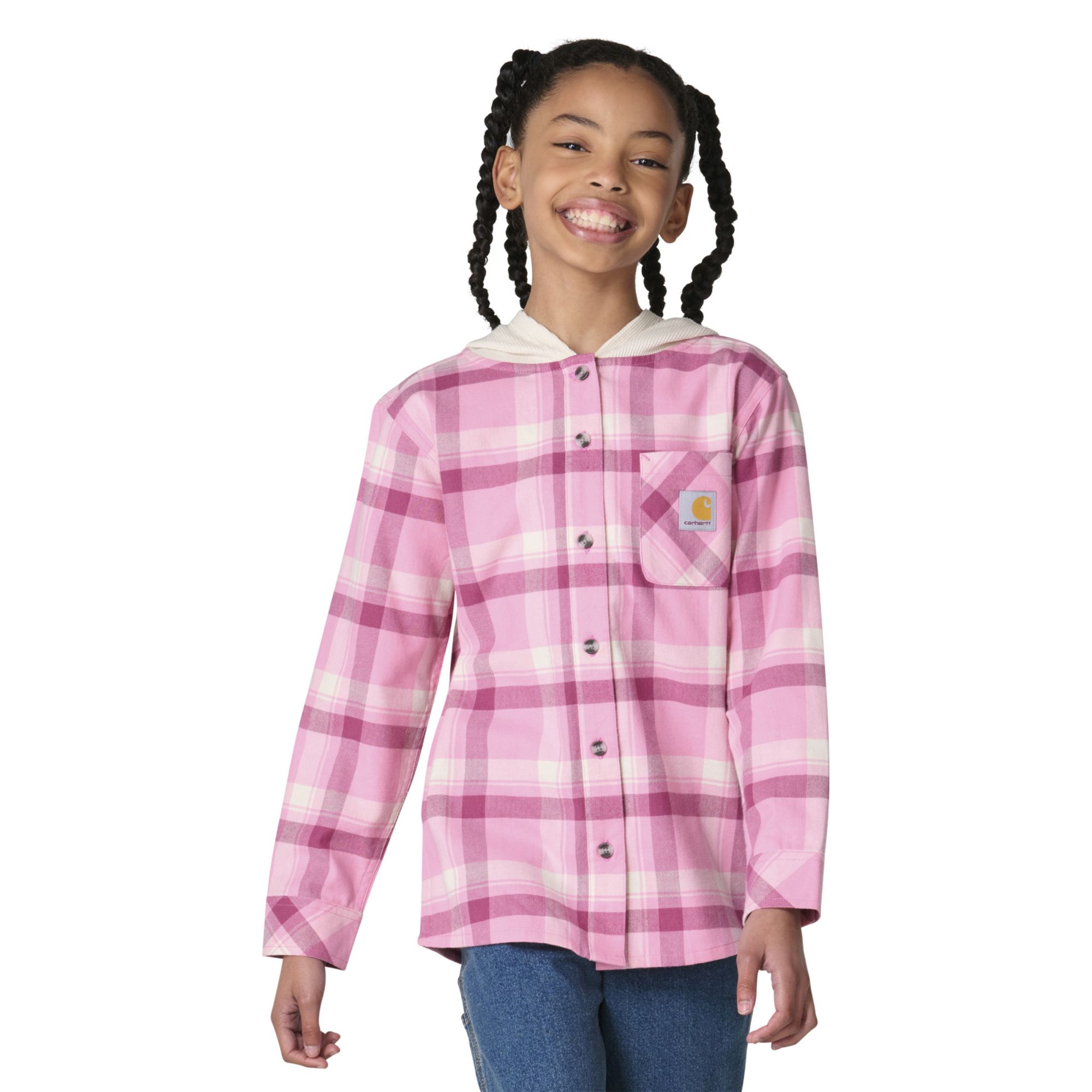 Carhartt Girls' Flannel Long-Sleeve Hooded Shirt