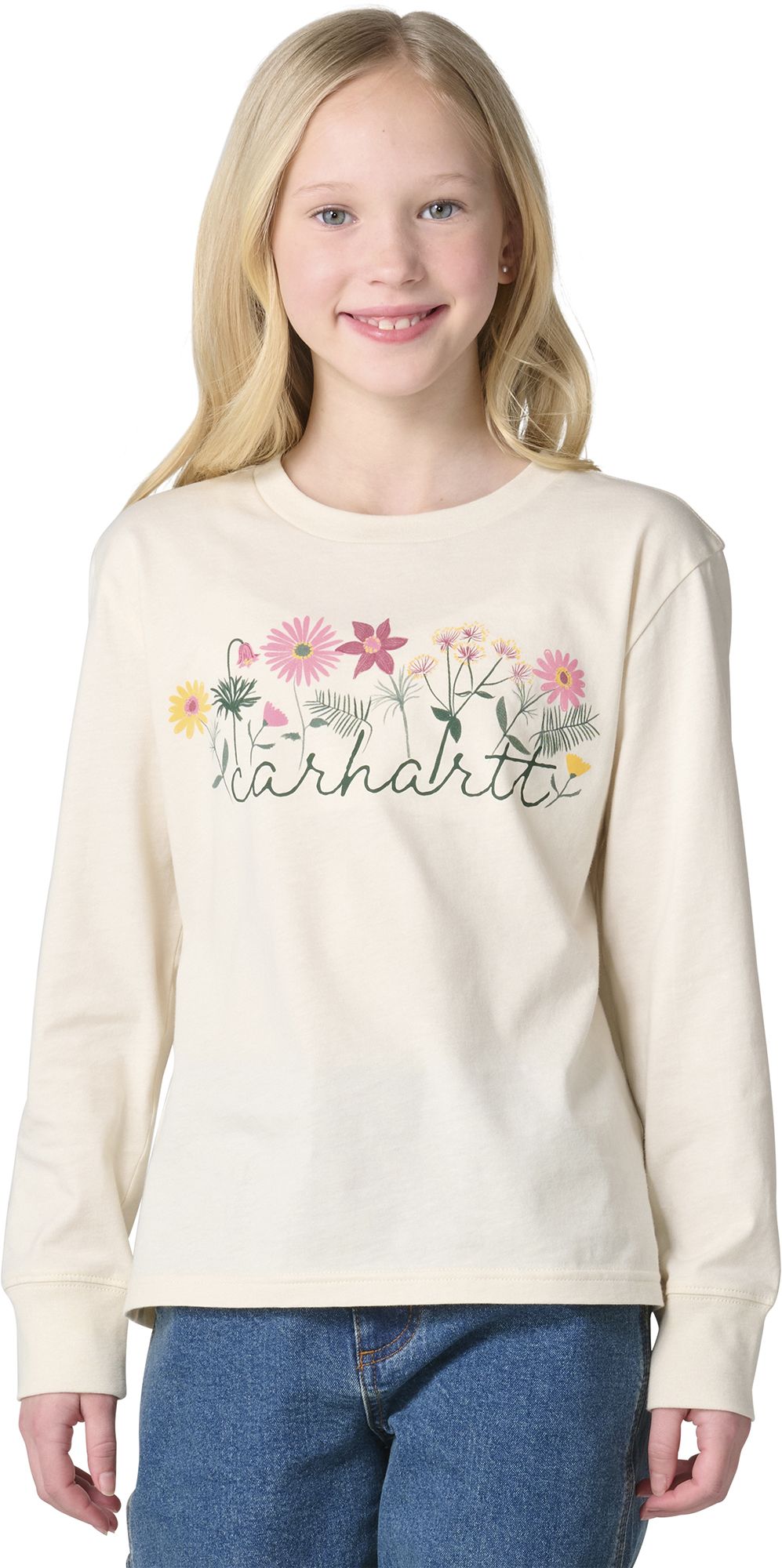 Carhartt Girls' Floral Script Long-Sleeve Graphic Tee