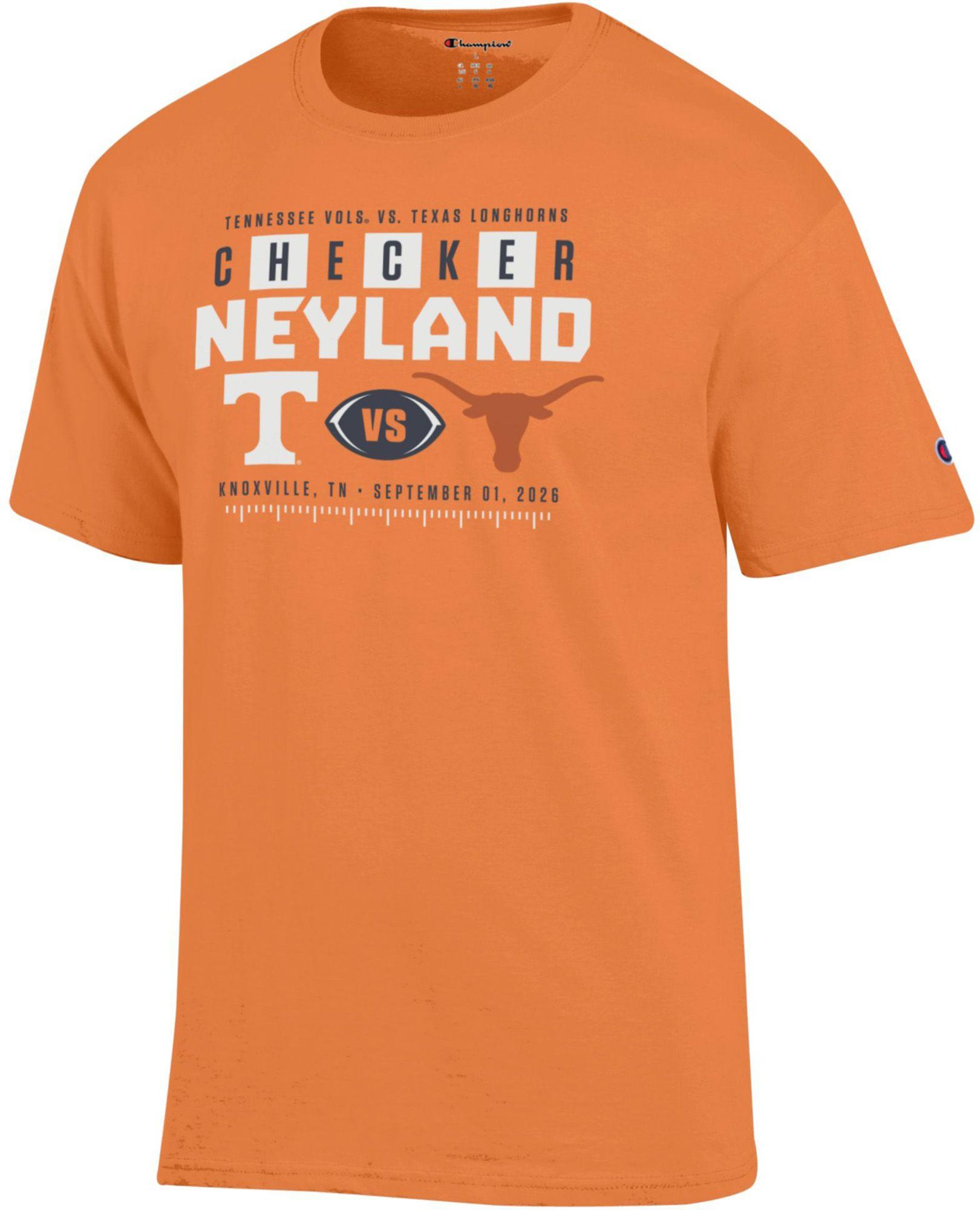 Champion Adult Tennessee Volunteers vs. Texas Longhorns Checker Neyland Matchup T-Shirt, Men's