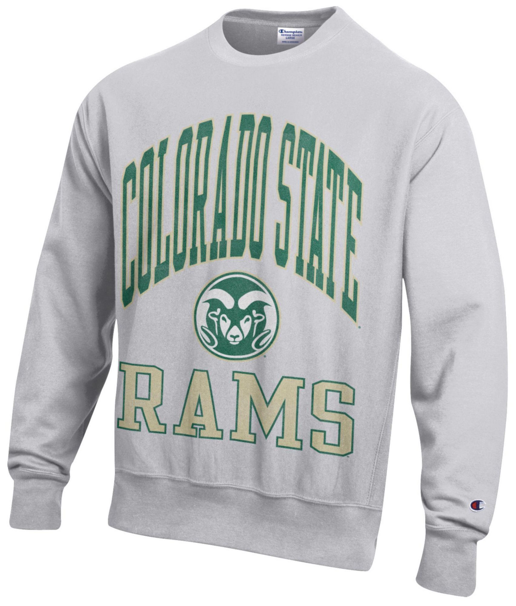 Champion Men's Colorado State Rams Silver Gray Reverse Weave Crewneck Sweatshirt