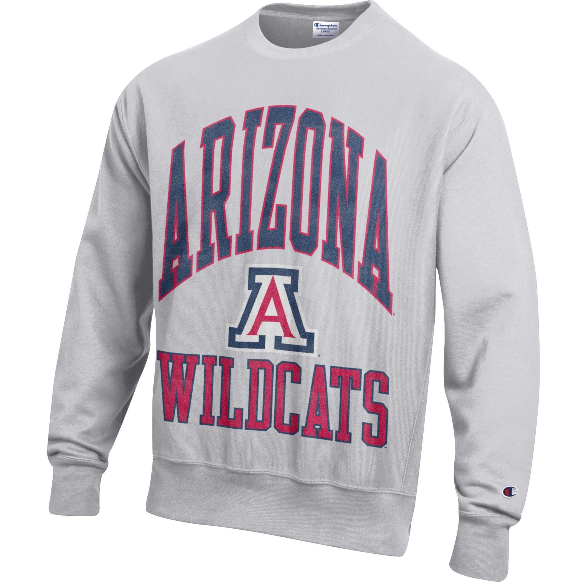 Champion Men's Arizona Wildcats Silver Gray Reverse Weave Crewneck Sweatshirt