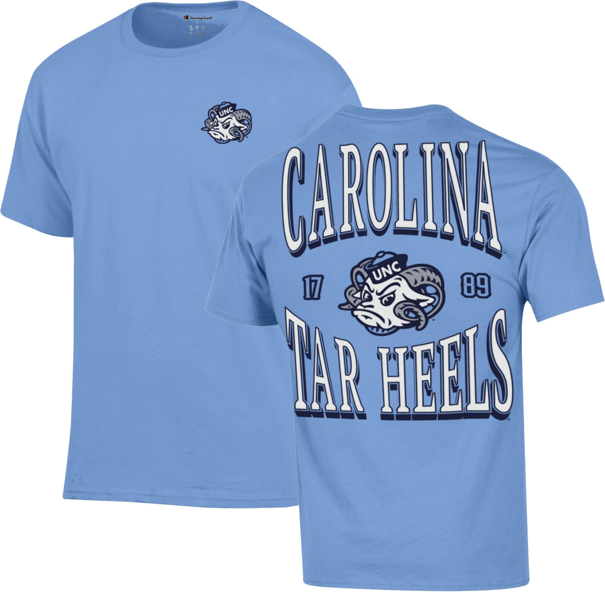 Champion Men's North Carolina Tar Heels Light Blue Jersey 2-Hit T-Shirt