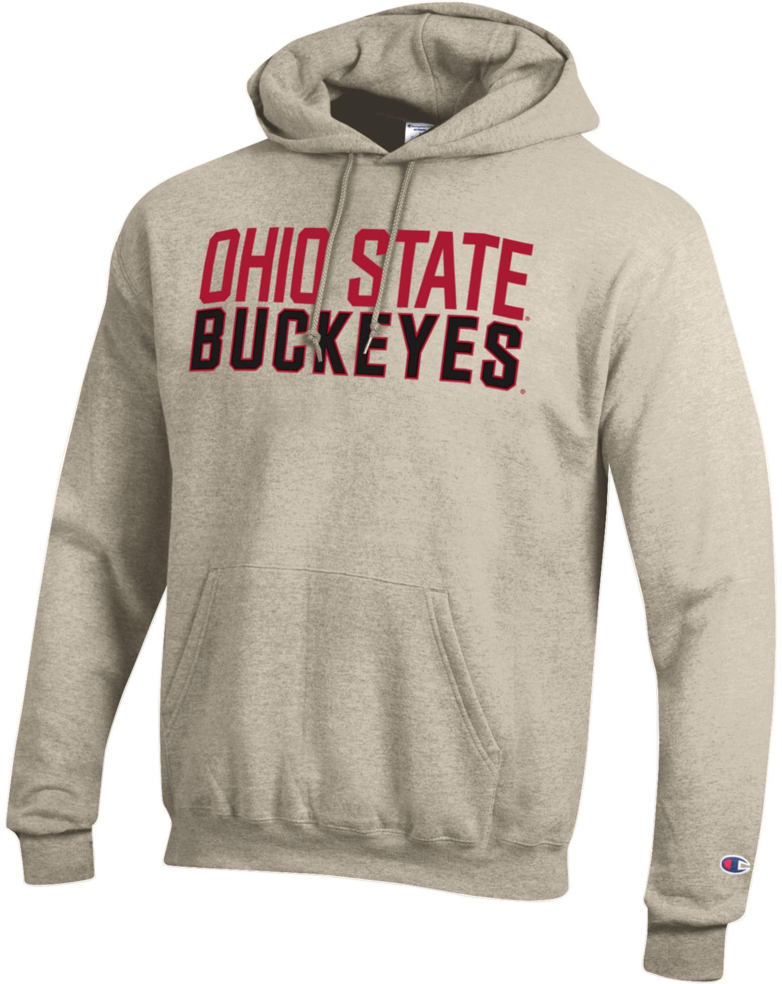 Champion Adult Ohio State Buckeyes Eco Powerblend Oatmeal Hoodie, Men's, Medium, White