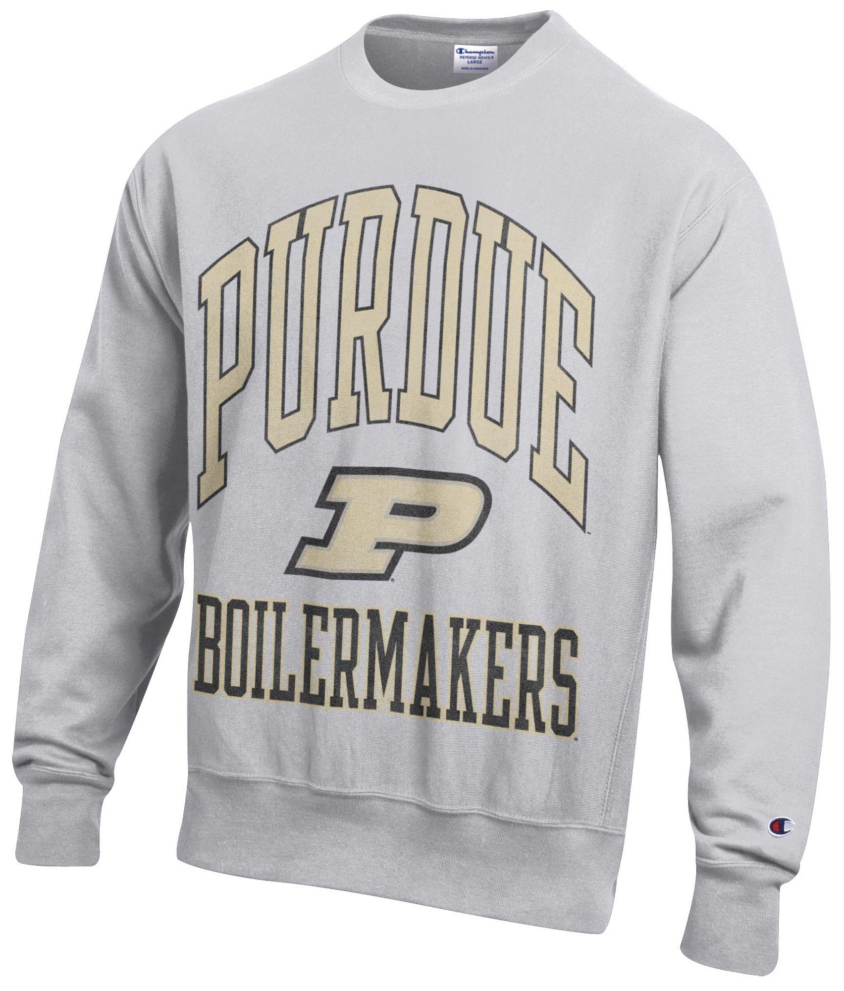 Champion Men's Purdue Boilermakers Silver Gray Reverse Weave Crewneck Sweatshirt