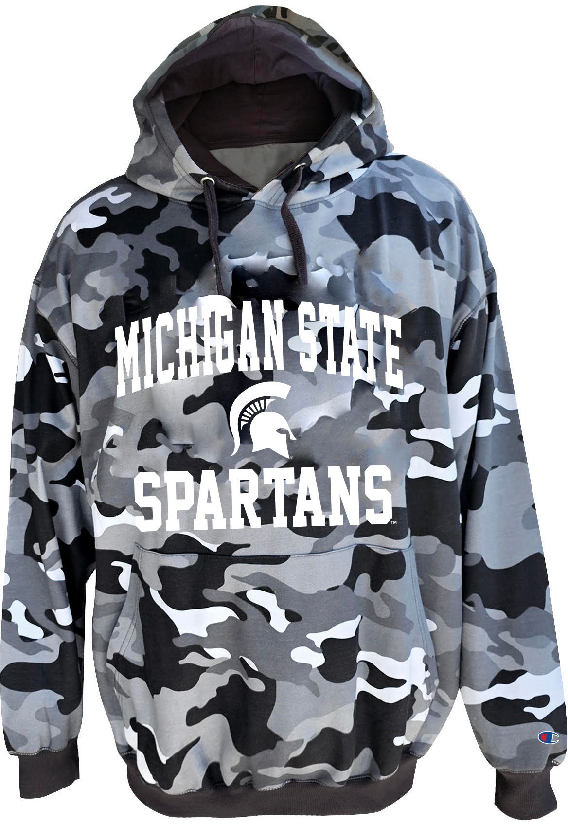 Champion Men's Michigan State Spartans Big and Tall Camo Fleece Hoodie, 3XLT, Green
