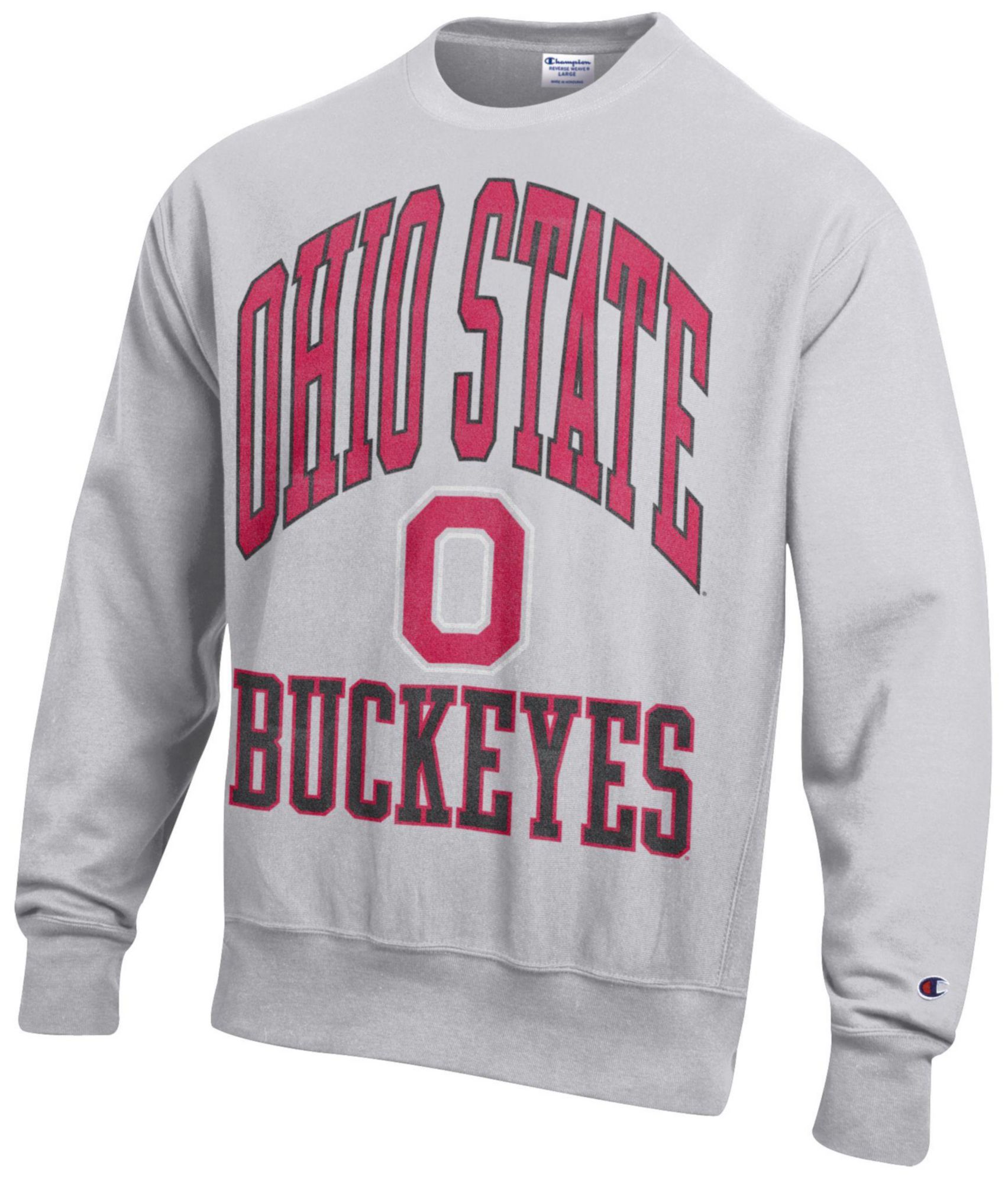 Champion Men's Ohio State Buckeyes Silver Gray Reverse Weave Crewneck Sweatshirt