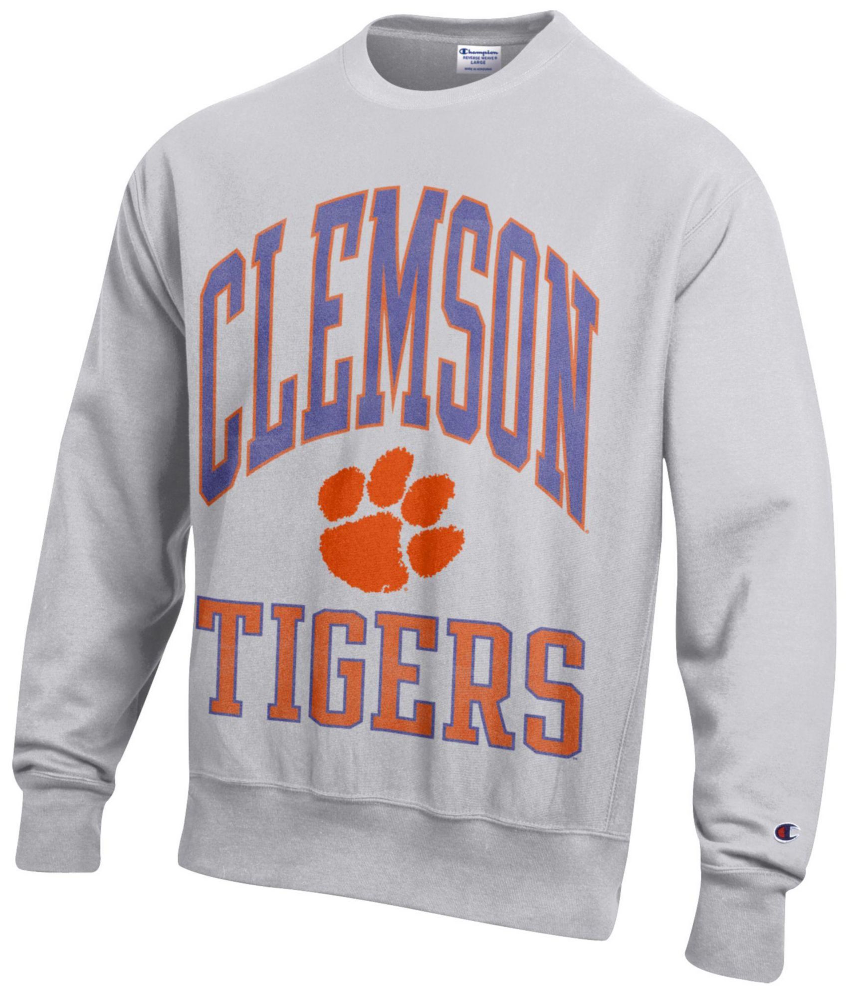Champion Men's Clemson Tigers Silver Gray Reverse Weave Crewneck Sweatshirt