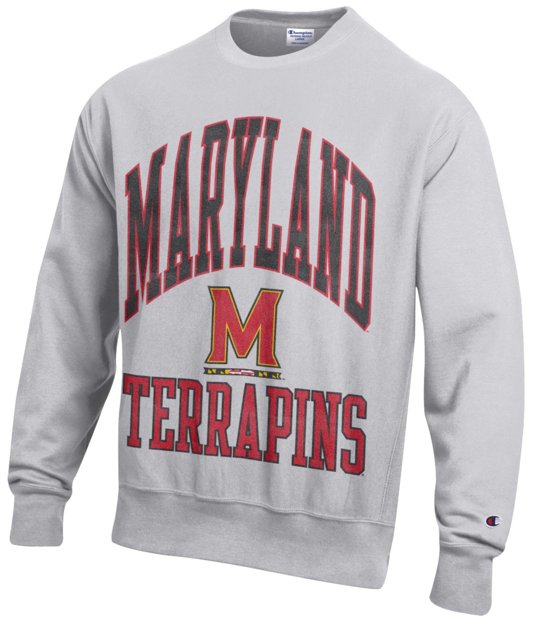 Champion Men's Maryland Terrapins Silver Gray Reverse Weave Crewneck Sweatshirt
