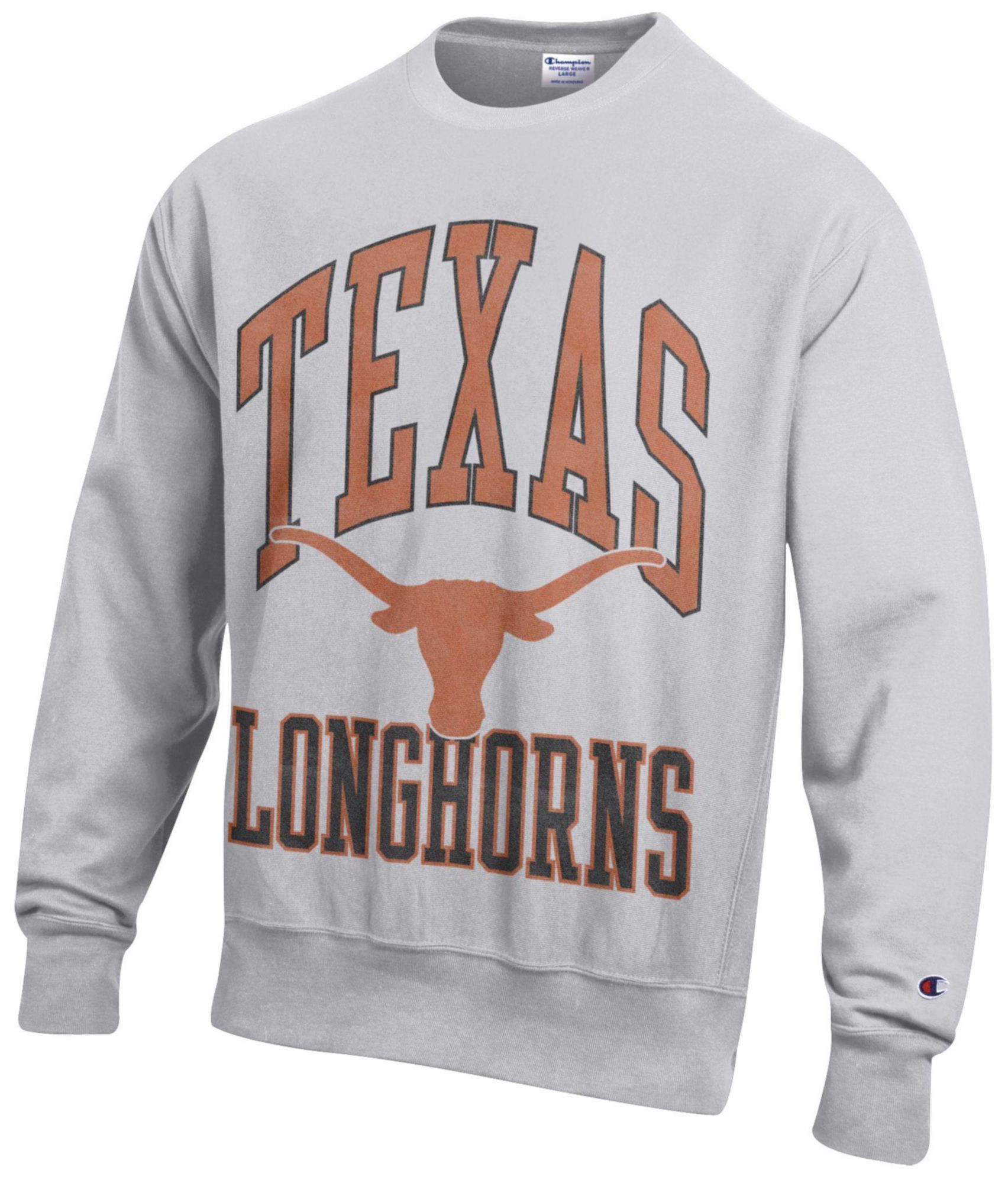 Champion Men's Texas Longhorns Silver Gray Reverse Weave Crewneck Sweatshirt