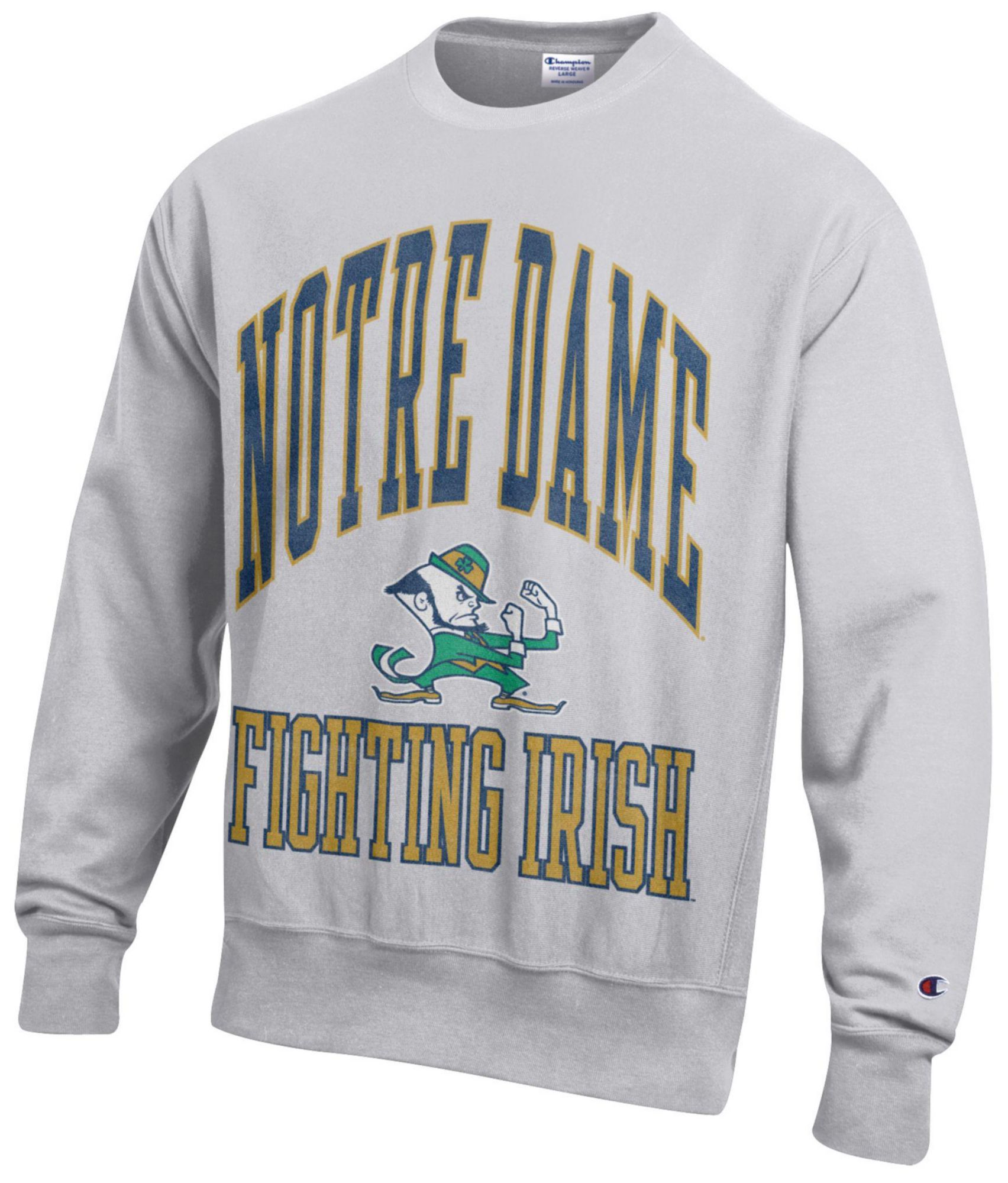 Champion Men's Notre Dame Fighting Irish Silver Gray Reverse Weave Crewneck Sweatshirt
